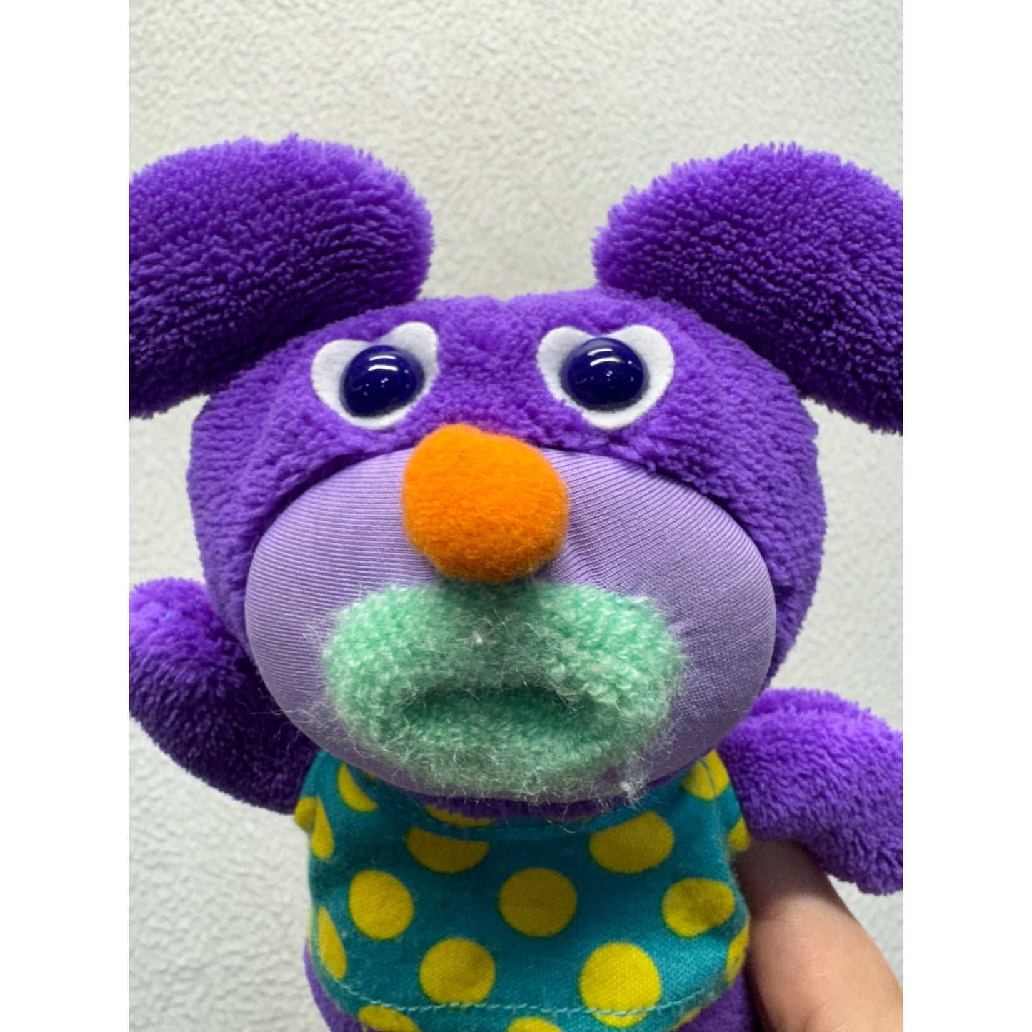Fisher Price Purple Open mouth Push Belly Bear#5609