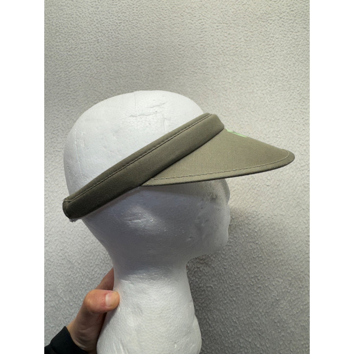 Olive Green Sun Visor With Hand-Painted Floral Design & Adjustable Fit #9784