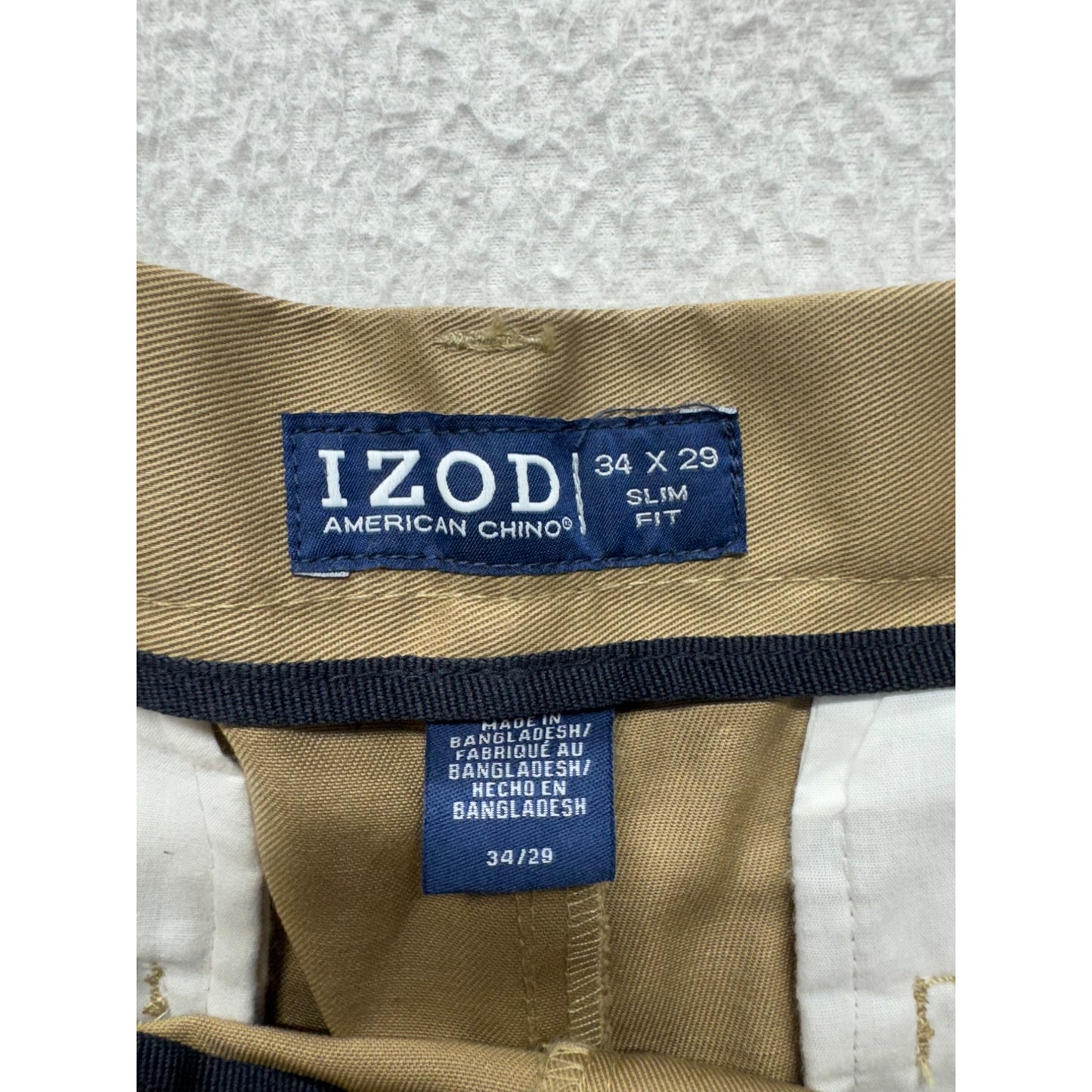 Izod Mens American Chino Slim Fit Khaki Pants 34x29 #7949