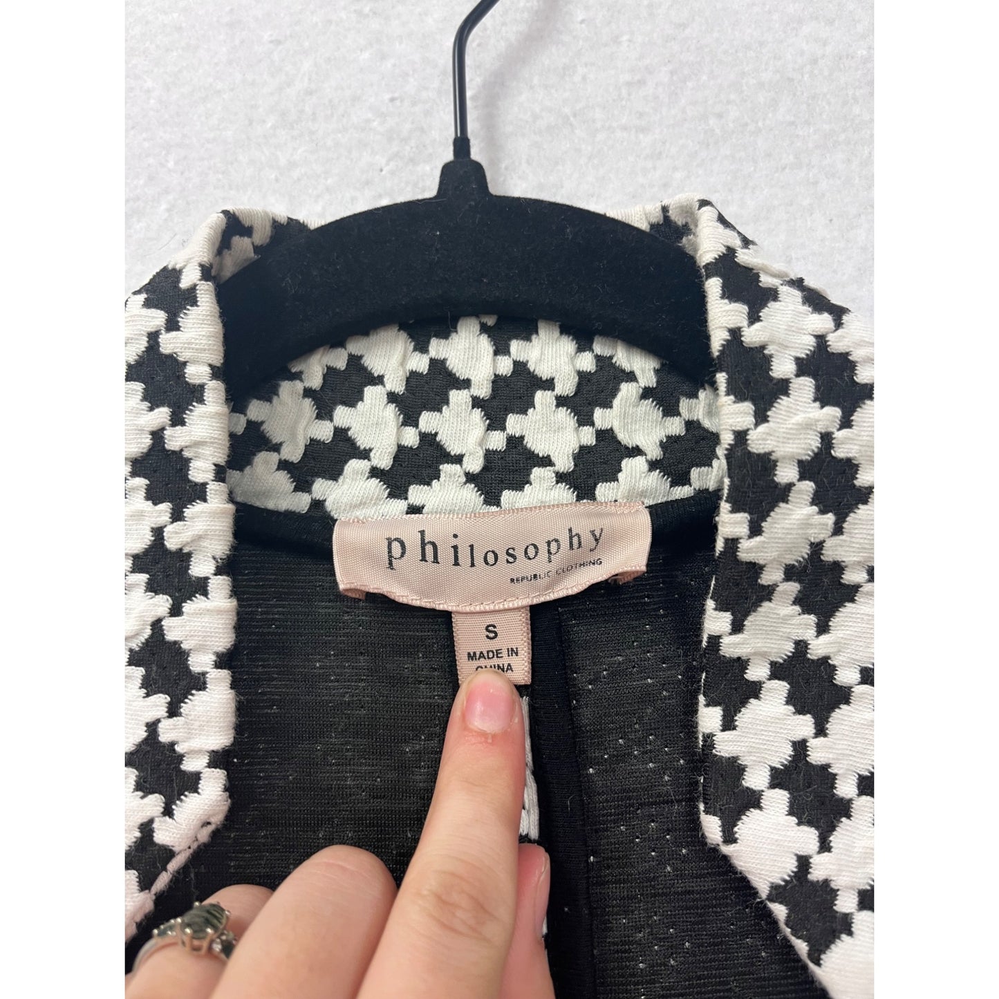 Houndstooth Open-Front Coat Small #8436