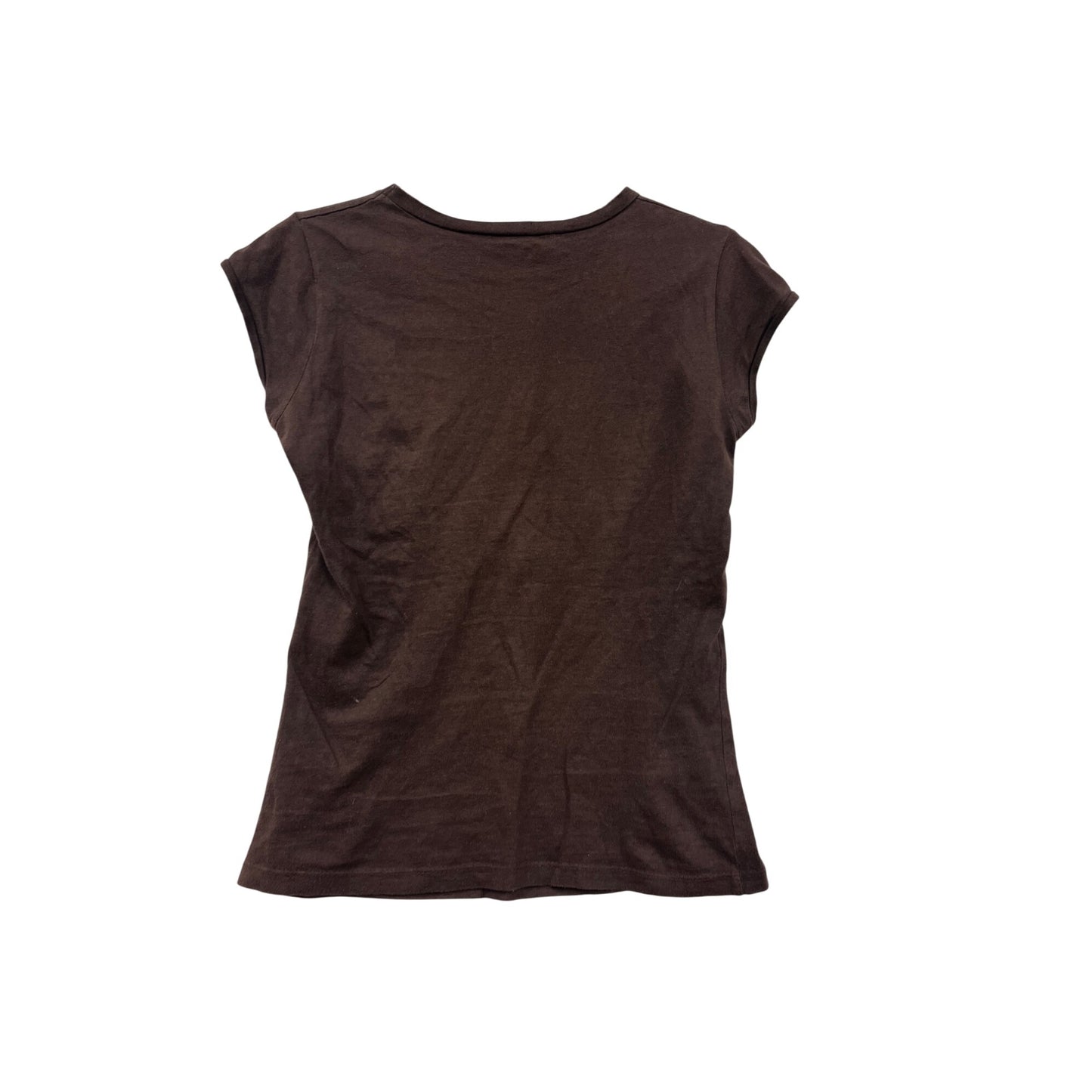 Chic & Cute Brown Graphic Tee Shirt Small #8504