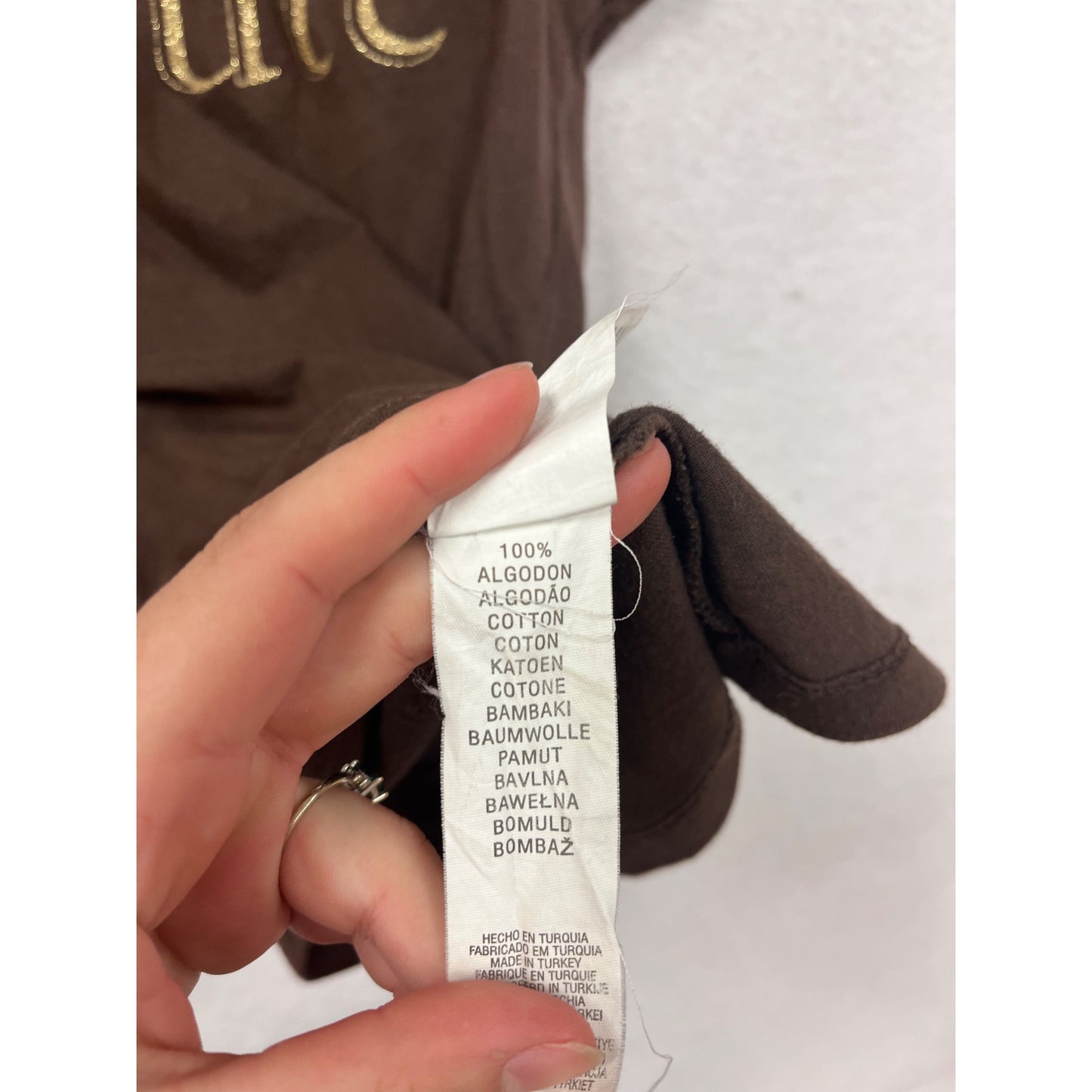 Chic & Cute Brown Graphic Tee Shirt Small #8504