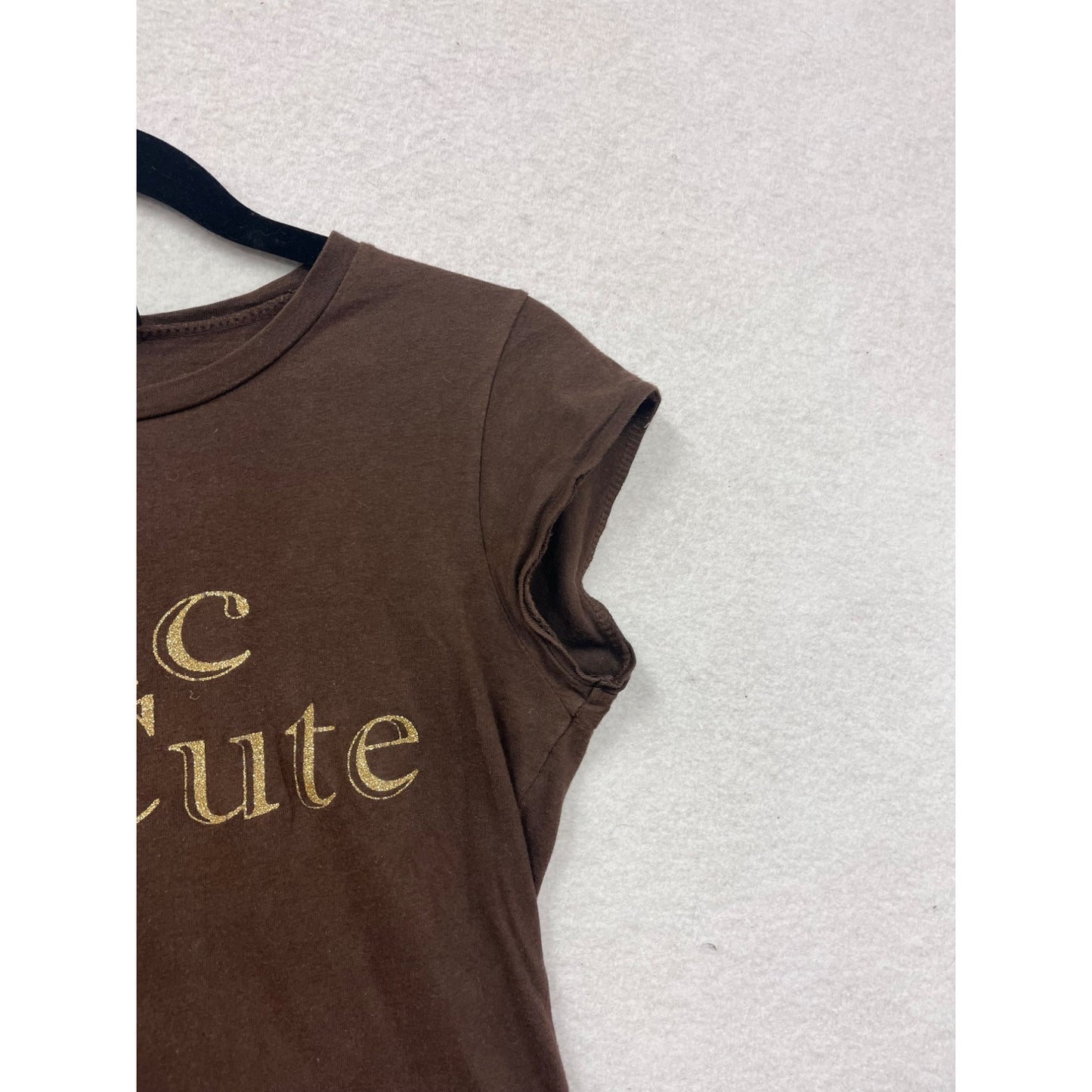 Chic & Cute Brown Graphic Tee Shirt Small #8504