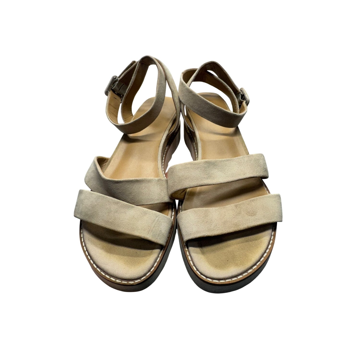 Franco Sarto Beige Suede Ankle Strap Platform Sandals Size 10 #7920