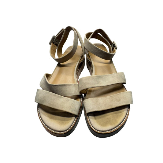 Franco Sarto Beige Suede Ankle Strap Platform Sandals Size 10 #7920