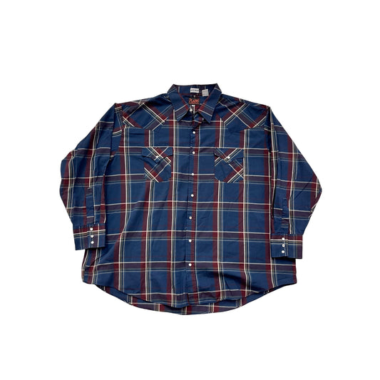 Mens 3X Plains Western Wear Plaid Button-Down Shirt Long Sleeve #8976