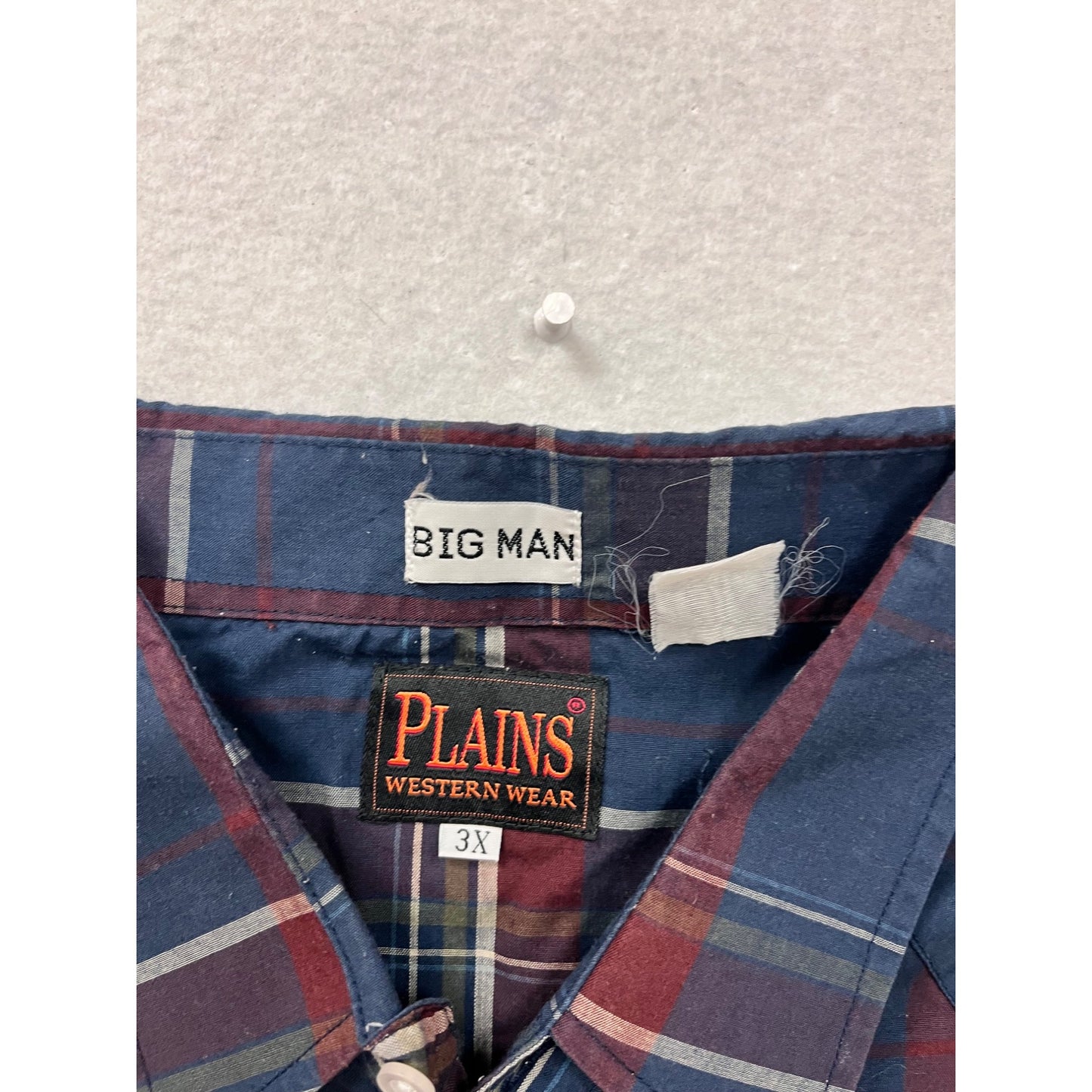 Mens 3X Plains Western Wear Plaid Button-Down Shirt Long Sleeve #8976