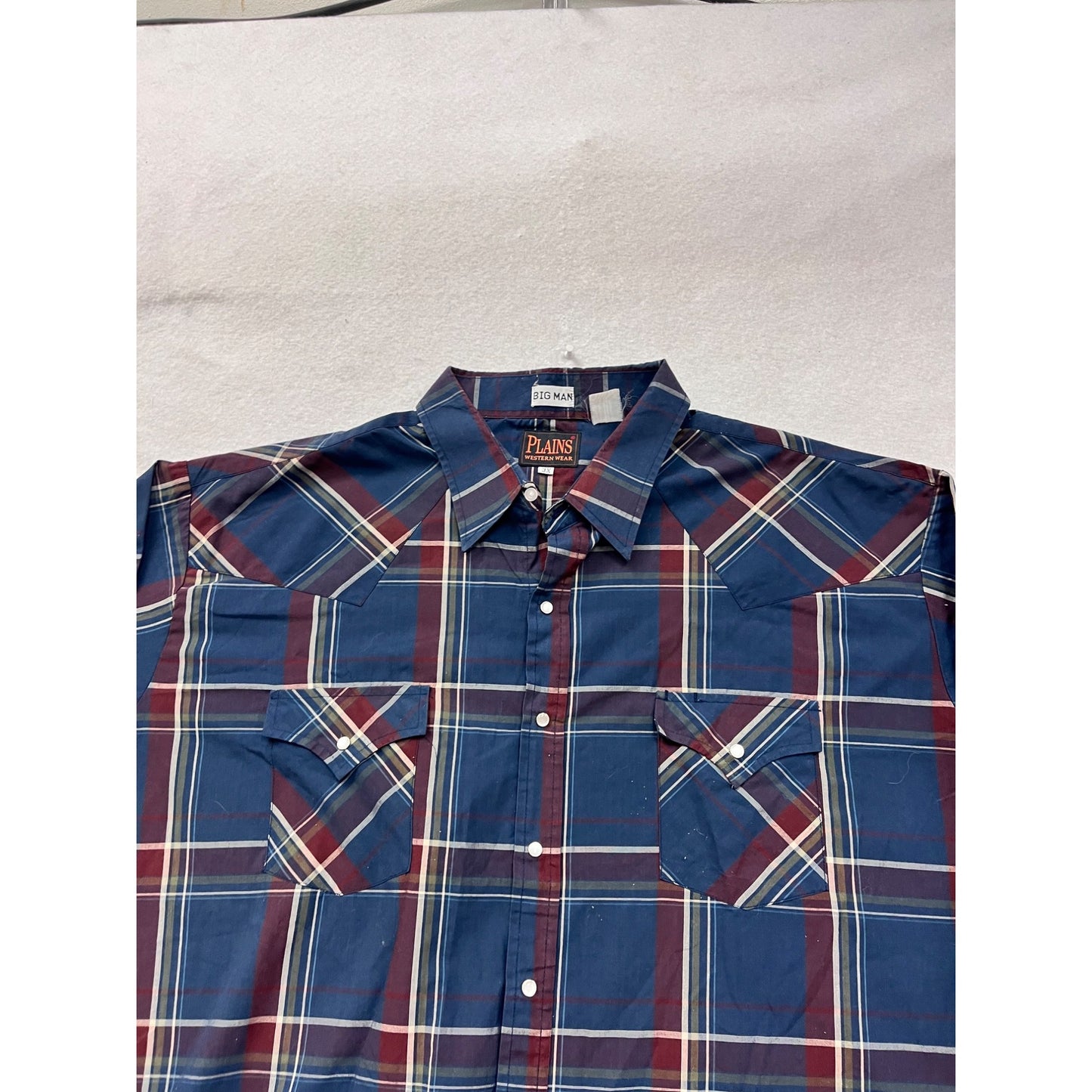 Mens 3X Plains Western Wear Plaid Button-Down Shirt Long Sleeve #8976