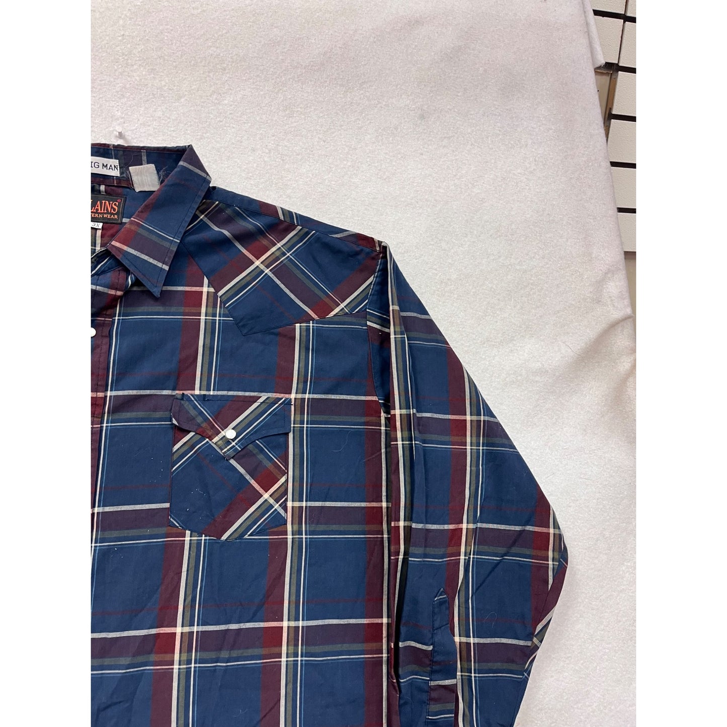 Mens 3X Plains Western Wear Plaid Button-Down Shirt Long Sleeve #8976