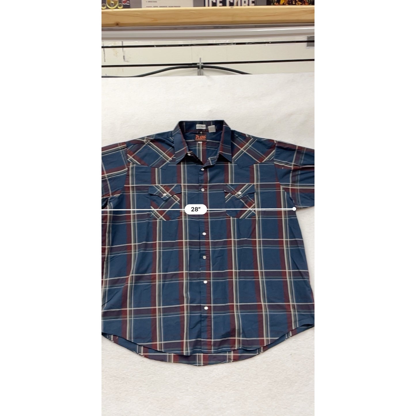 Mens 3X Plains Western Wear Plaid Button-Down Shirt Long Sleeve #8976