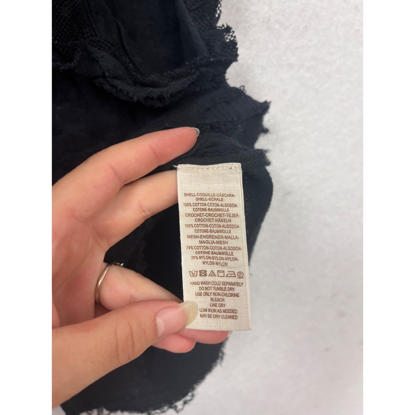 Free People XS Black Crochet Top With Ruffles & Lace Details #293A