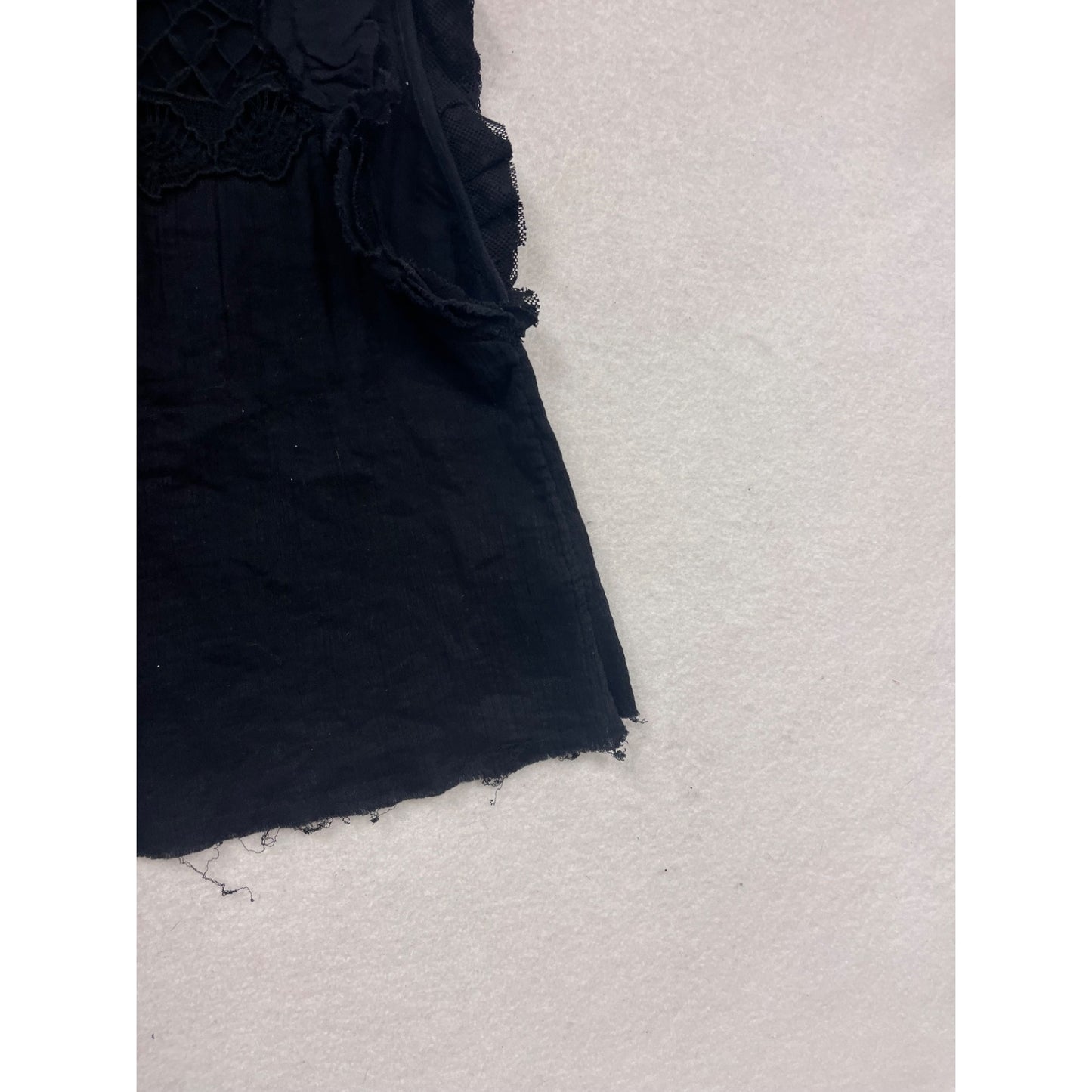 Free People XS Black Crochet Top With Ruffles & Lace Details #293A