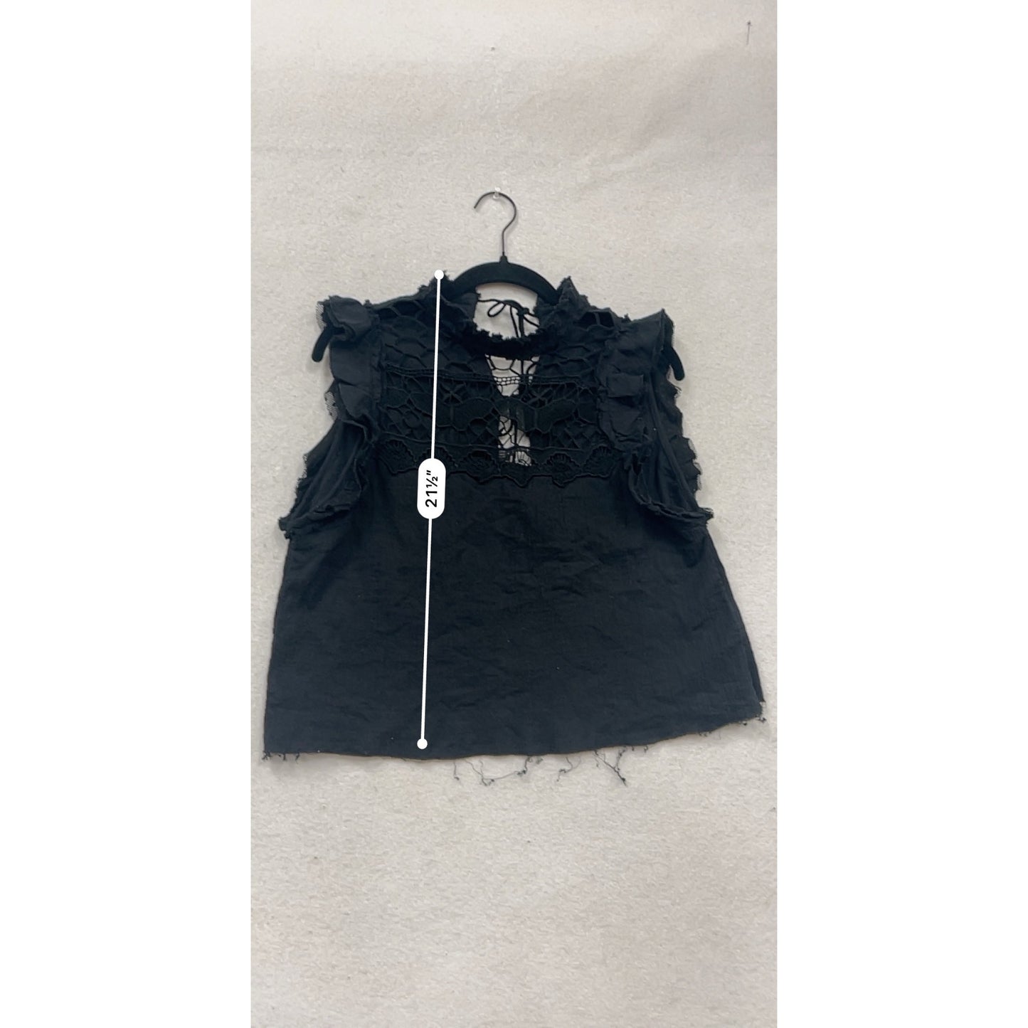 Free People XS Black Crochet Top With Ruffles & Lace Details #293A