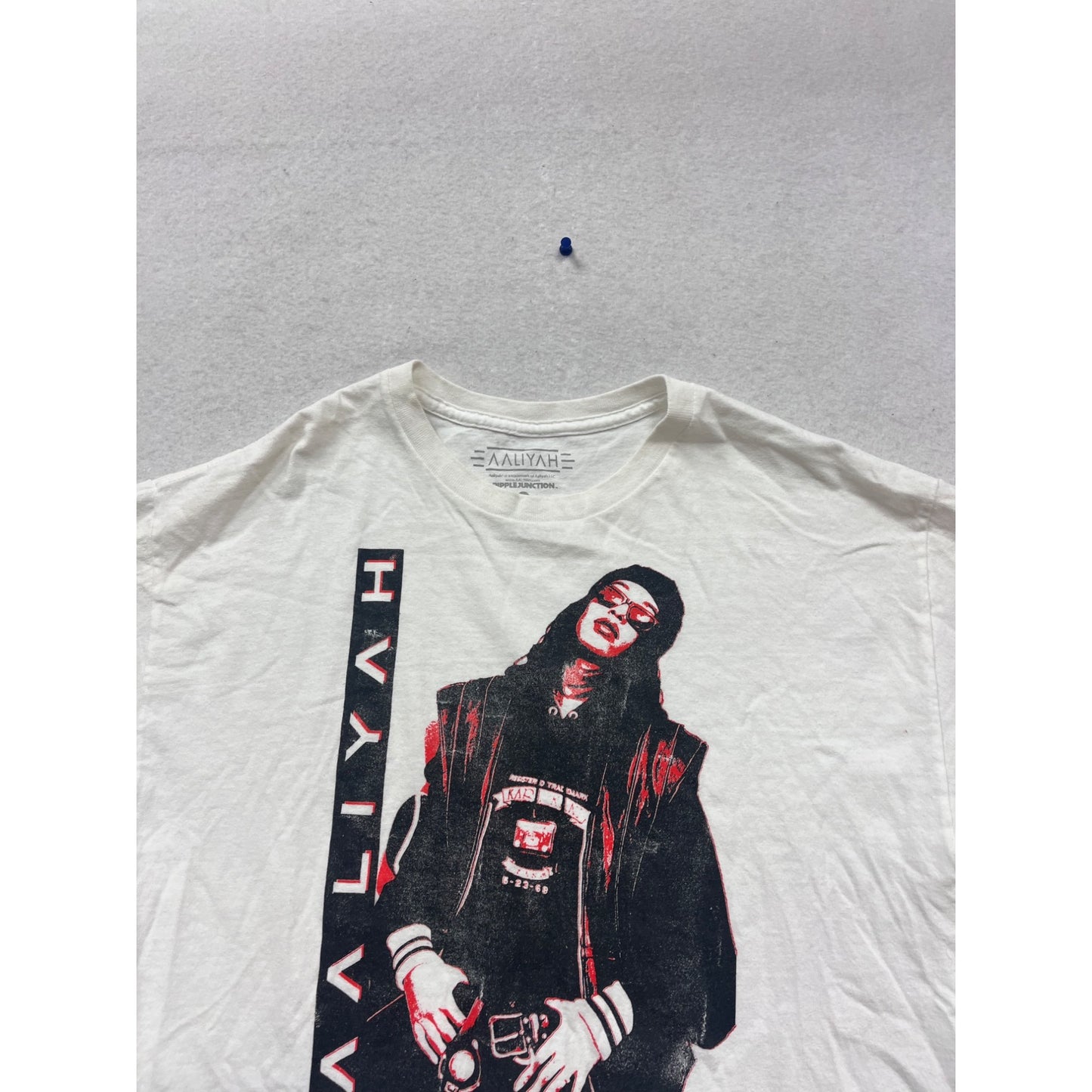 Aaliyah Graphic Tee White Short Sleeve Cotton T-Shirt L #436A
