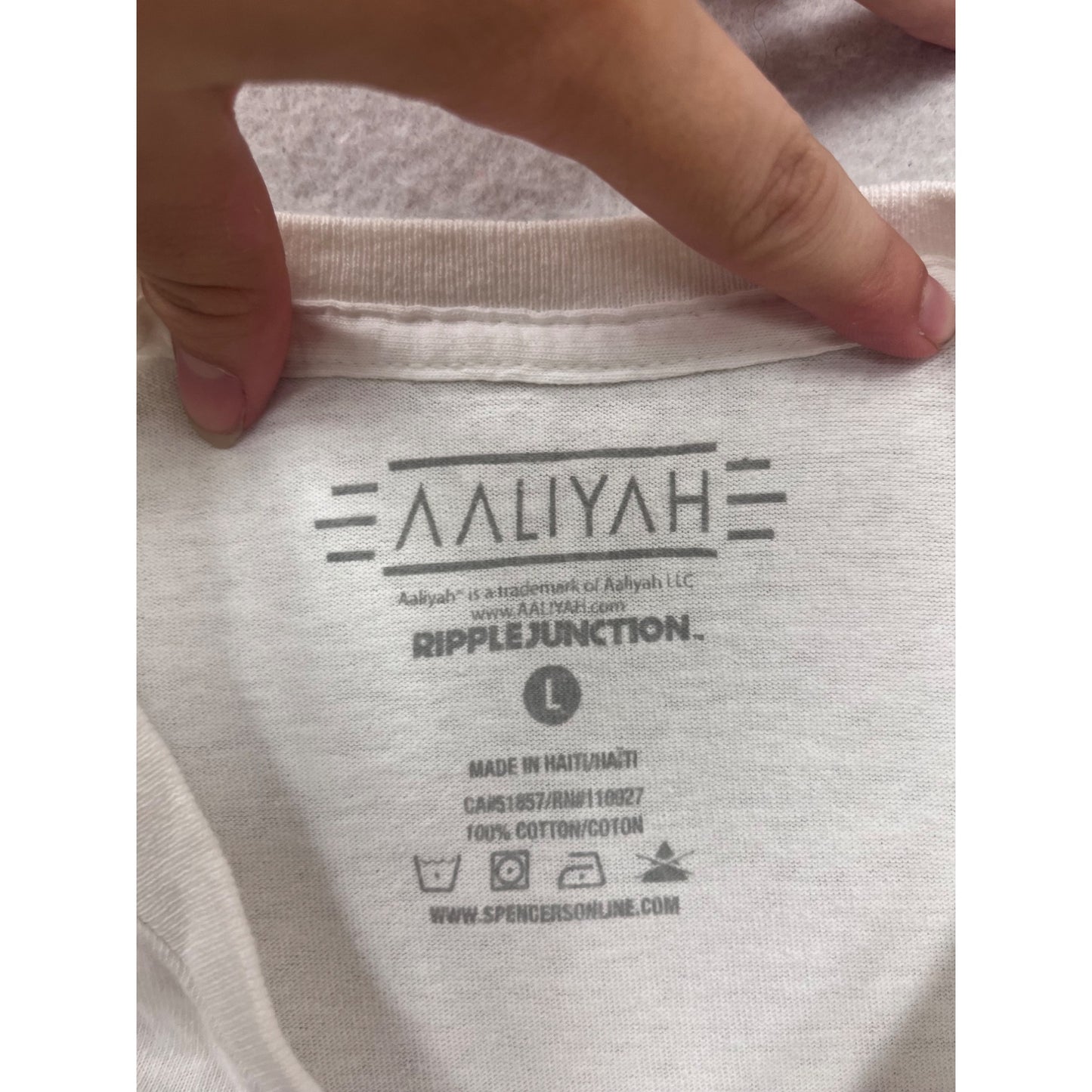 Aaliyah Graphic Tee White Short Sleeve Cotton T-Shirt L #436A