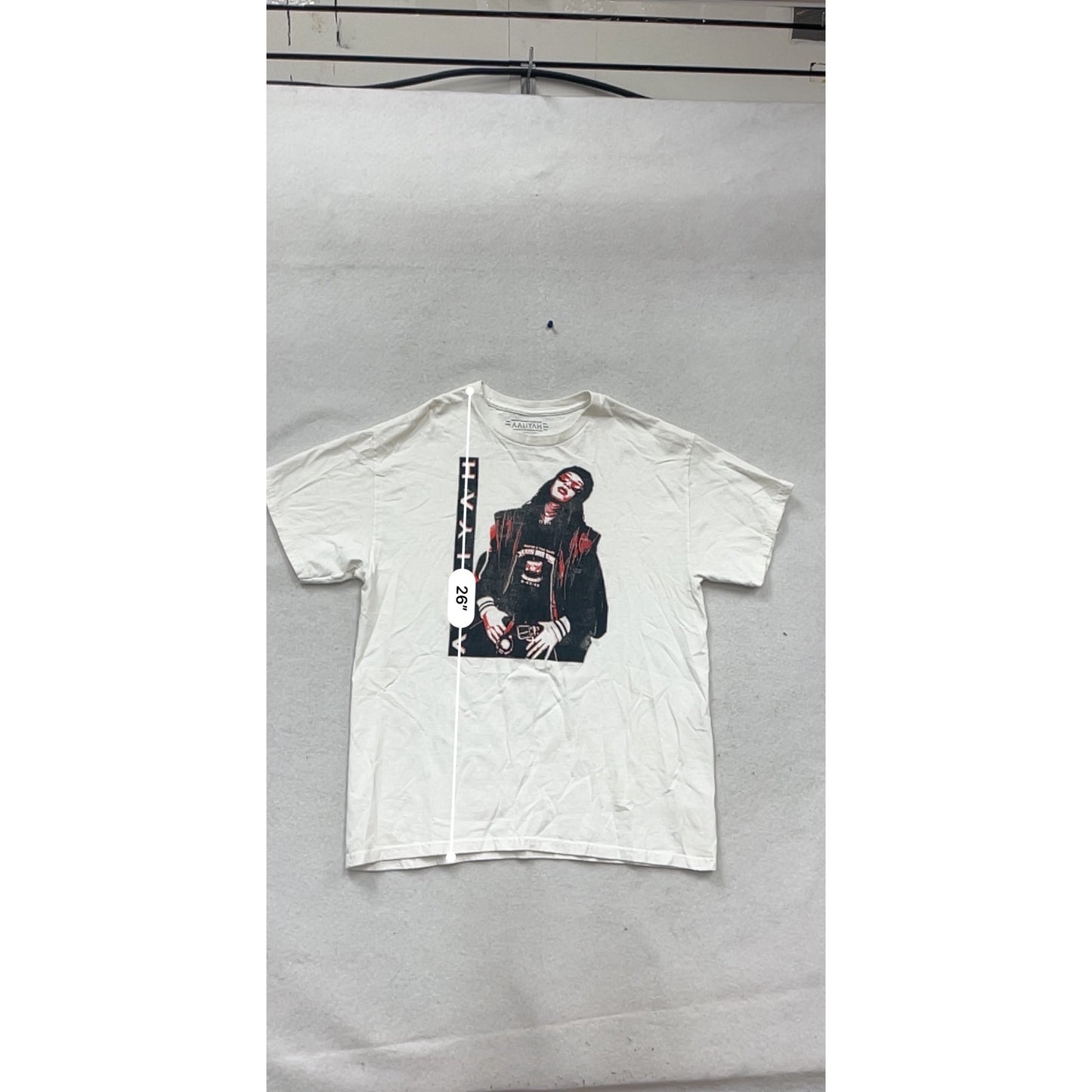 Aaliyah Graphic Tee White Short Sleeve Cotton T-Shirt L #436A