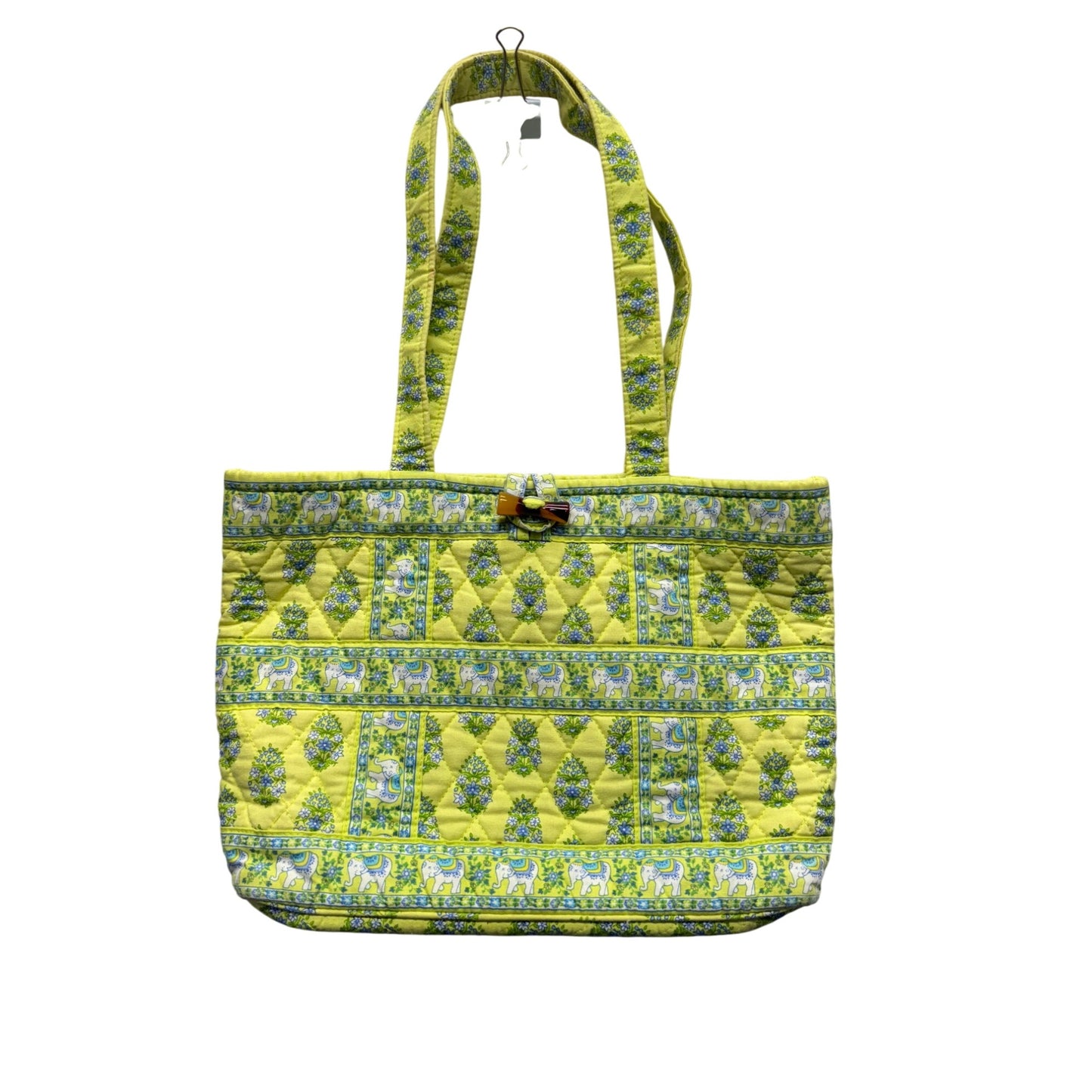 Vera Bradley Quilted Yellow & Blue Patterned Tote Bag With Elephants #9393