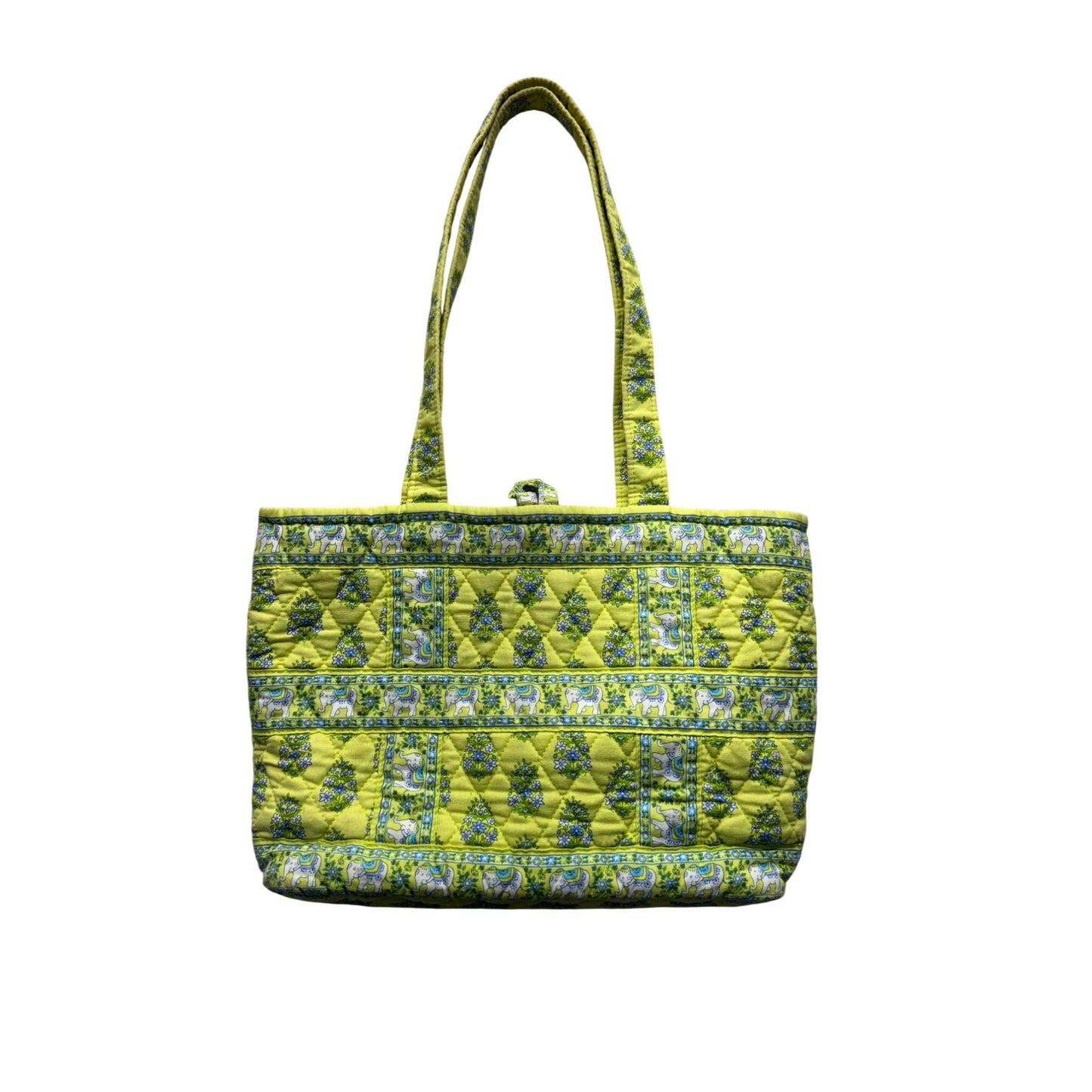 Vera Bradley Quilted Yellow & Blue Patterned Tote Bag With Elephants #9393
