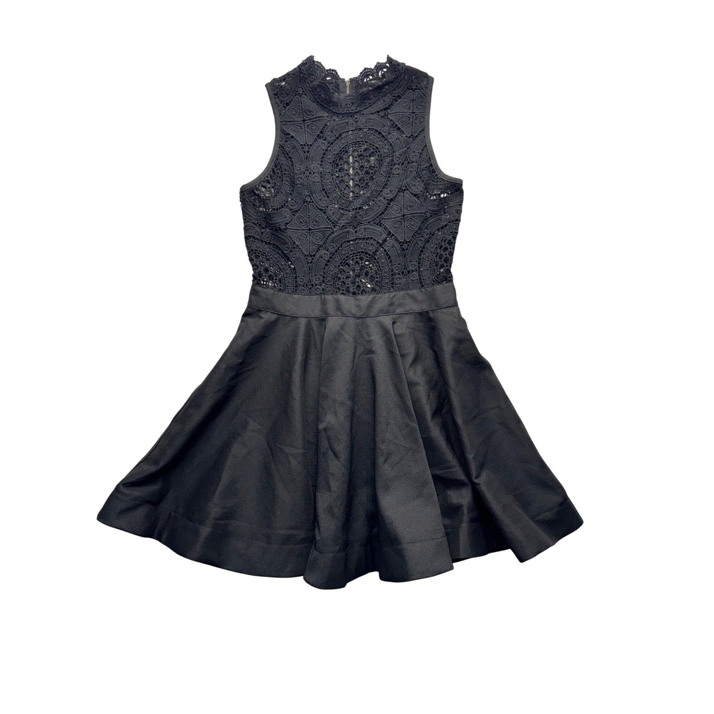 Windsor Lace & Satin Black Sleeveless Dress M With Back Zipper #158b