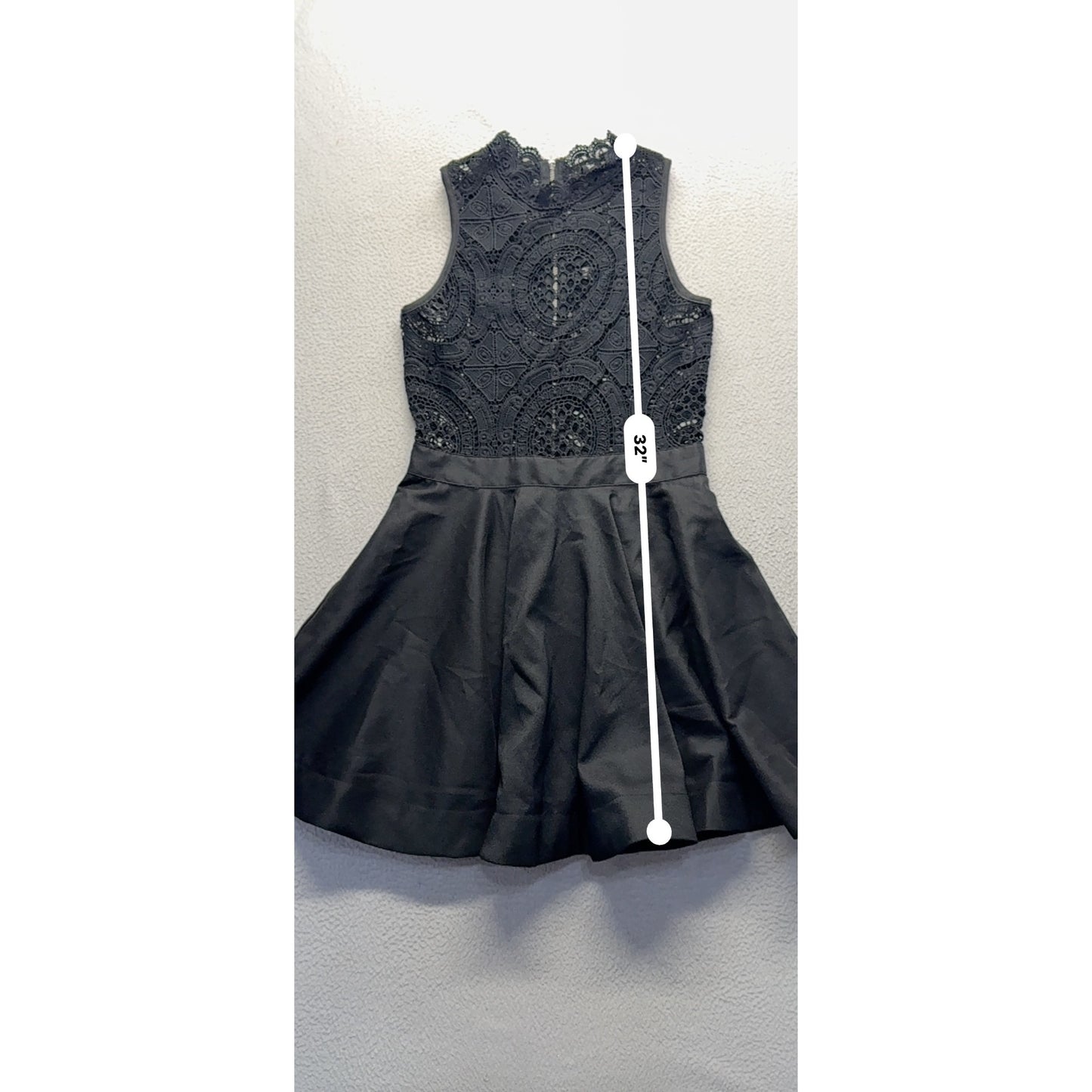 Windsor Lace & Satin Black Sleeveless Dress M With Back Zipper #158b
