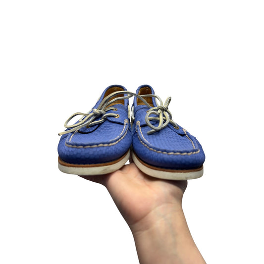 Sperry Top Sider Blue Textured Leather Boat Shoes Casual Comfort #9646