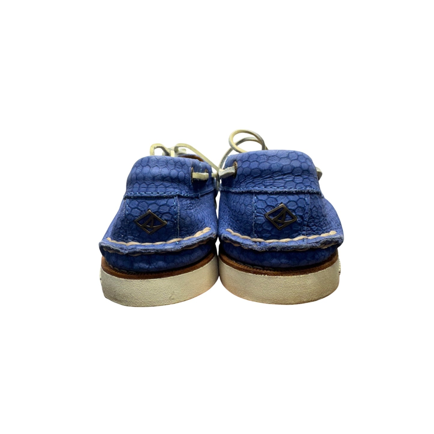 Sperry Top Sider Blue Textured Leather Boat Shoes Casual Comfort #9646