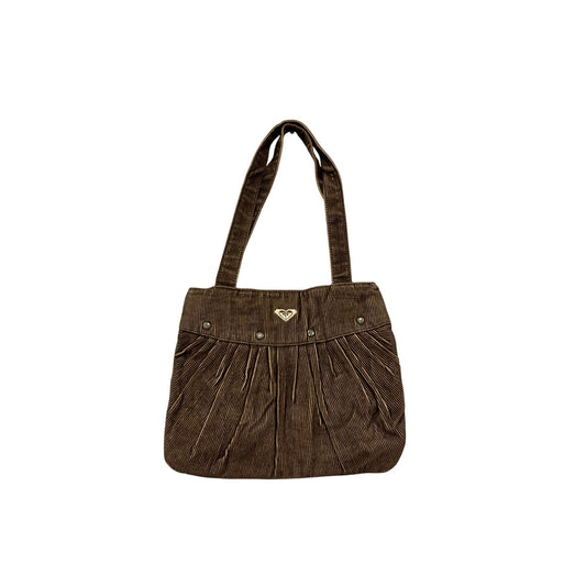 Roxy Womens Brown Corduroy Shoulder Purse With Pleated Detail & Metal Accents #8035