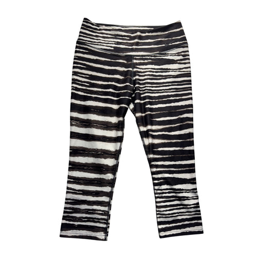 Nike Legend Womens Capri Leggings Medium Black & White Striped Pattern #9153