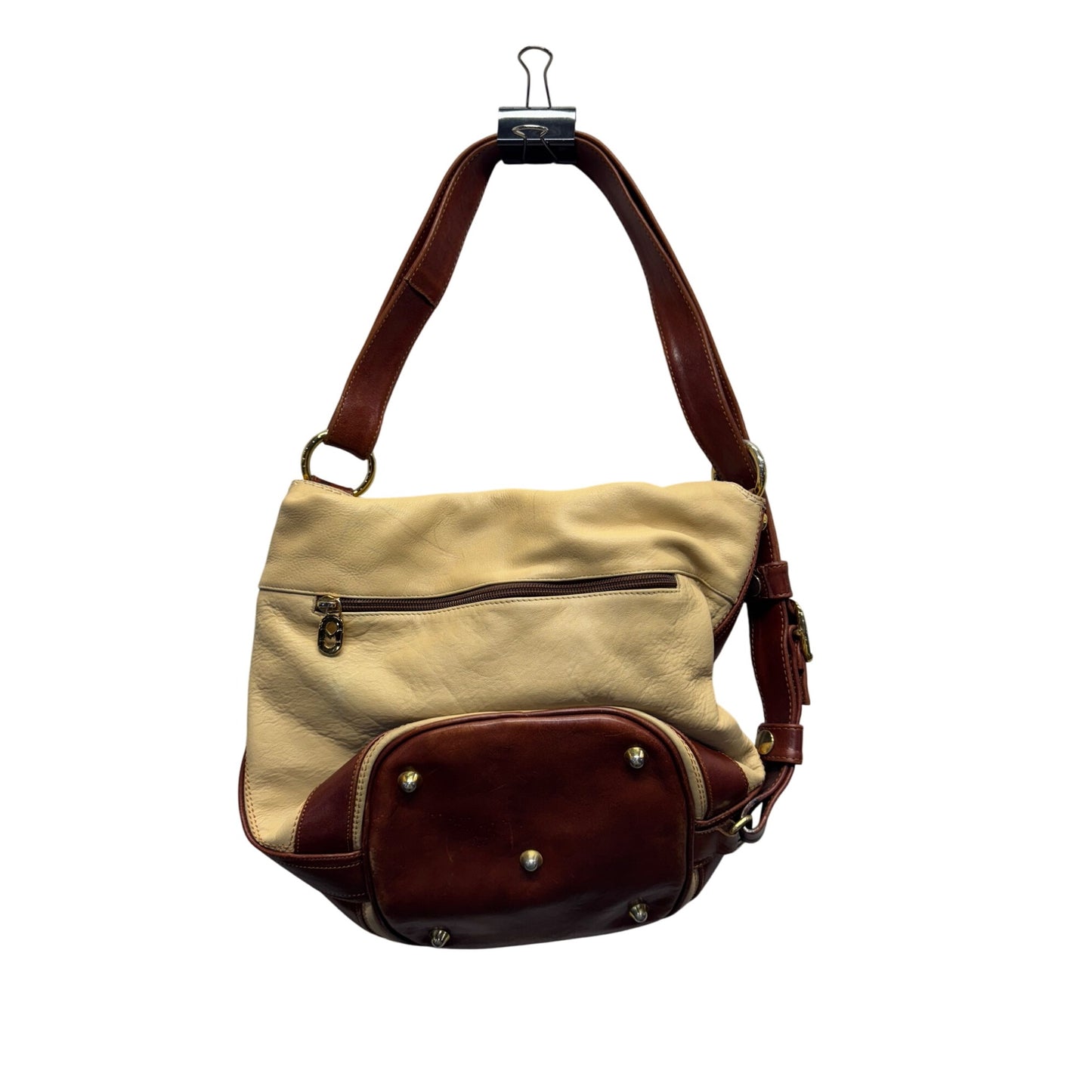 Vintage Etienne Aigner Tan & Brown Leather Shoulder Bag 95B