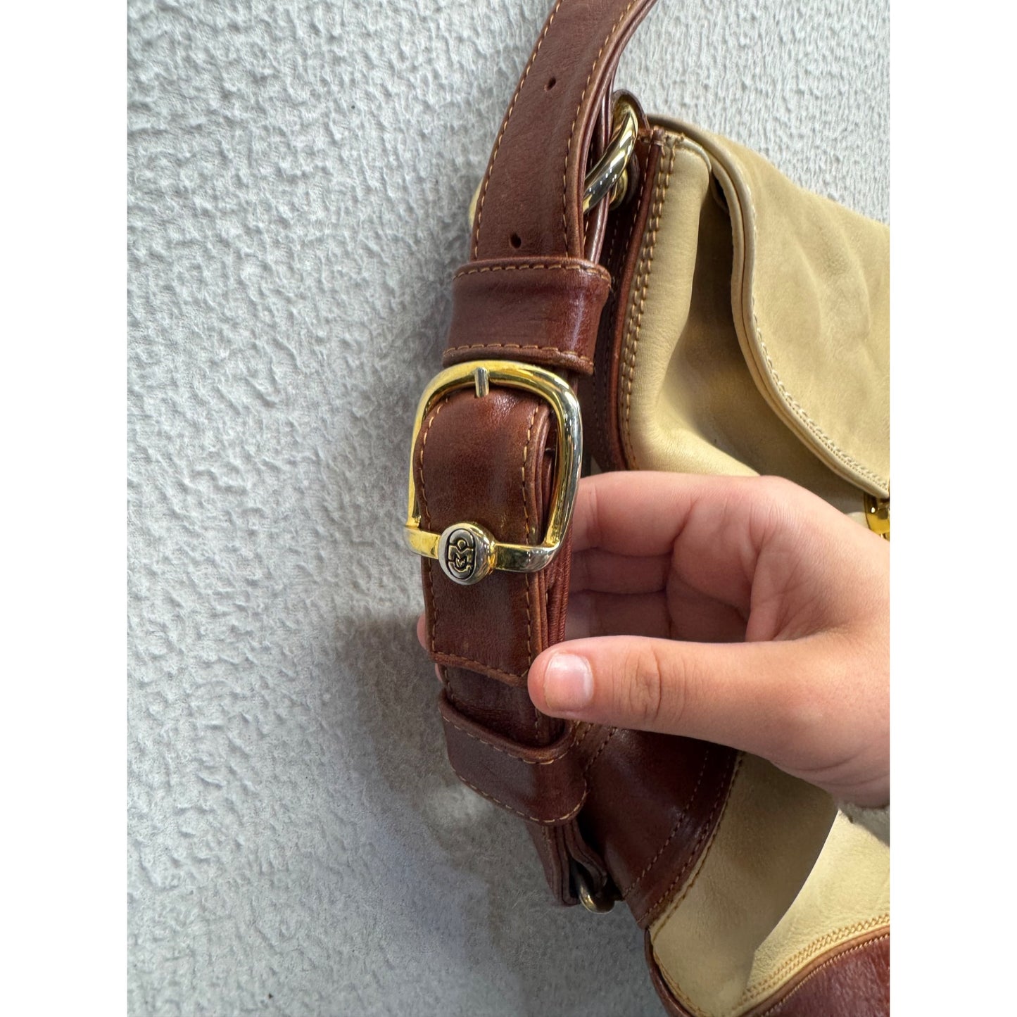 Vintage Etienne Aigner Tan & Brown Leather Shoulder Bag 95B