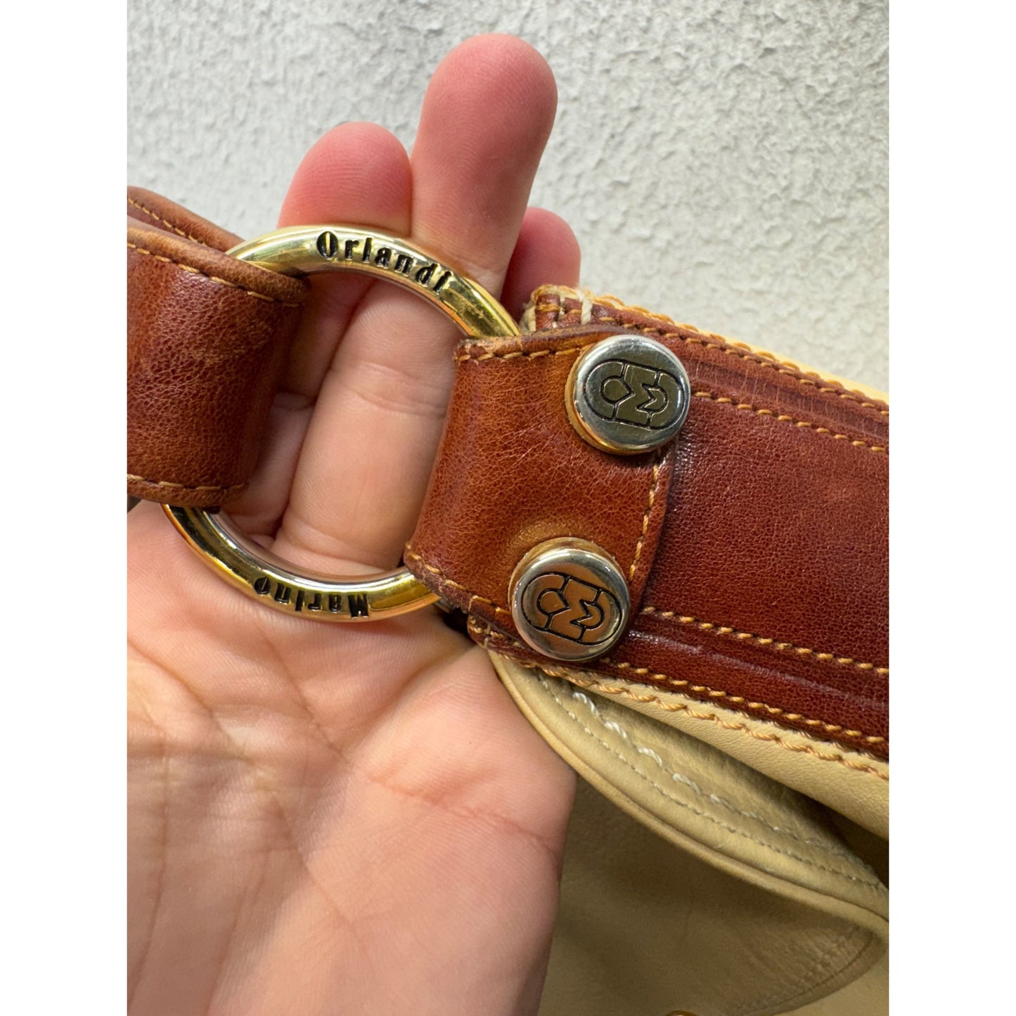 Vintage Etienne Aigner Tan & Brown Leather Shoulder Bag 95B