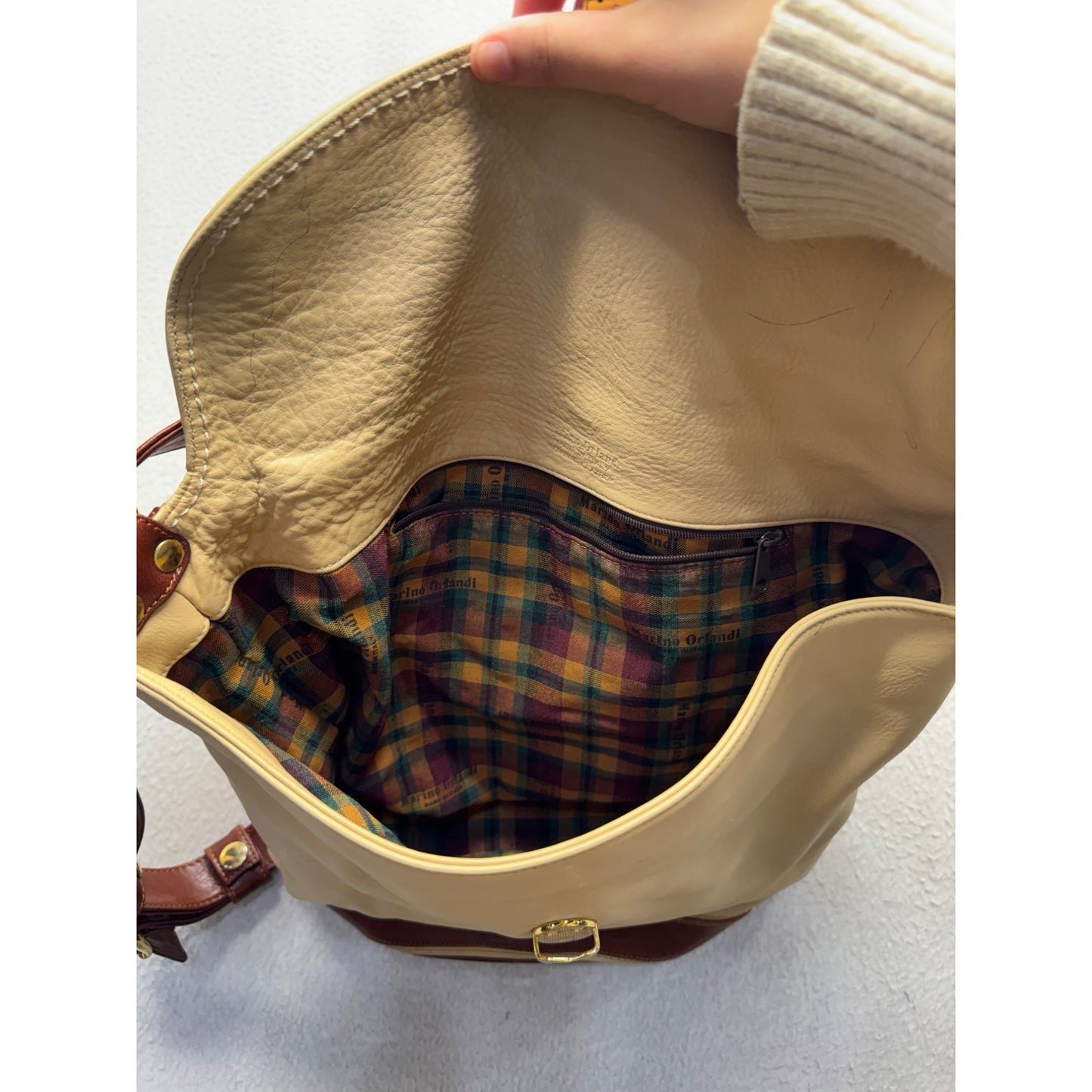 Vintage Etienne Aigner Tan & Brown Leather Shoulder Bag 95B