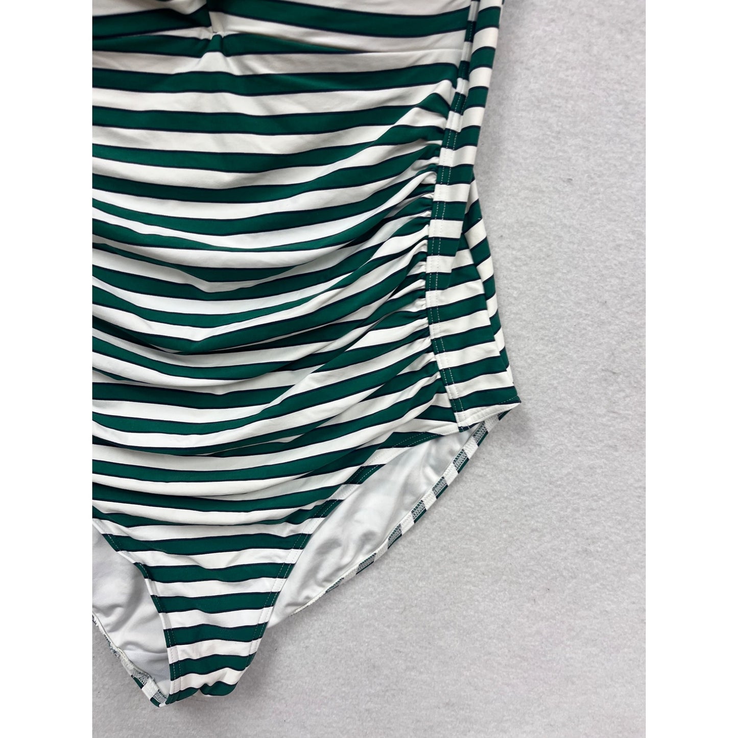 Nip Tuck Swim Green & White Stripe One-Piece Swimsuit #908A