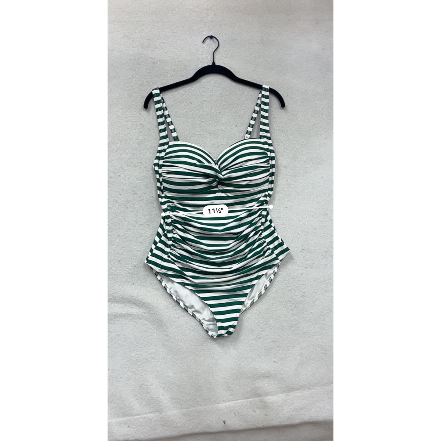 Nip Tuck Swim Green & White Stripe One-Piece Swimsuit #908A