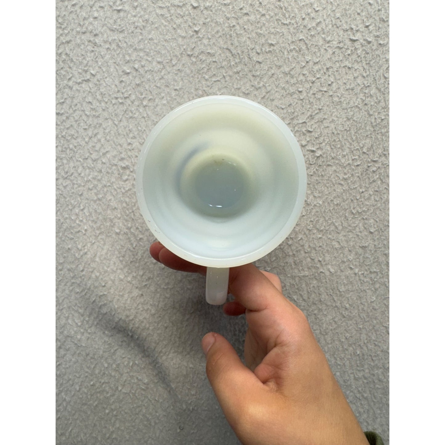 Vintage White Castle Milk Glass Mug With Blue Skyline Design #117B