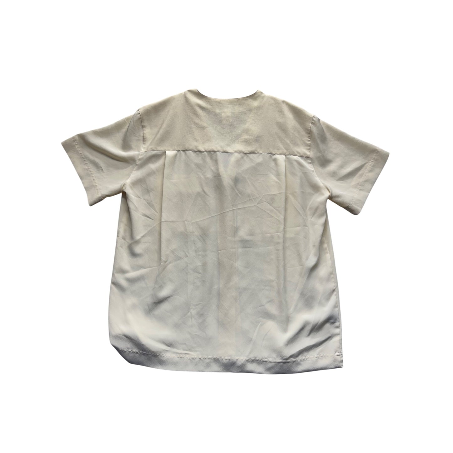 Rena Rowan For Saville Button-Up Cream Short Sleeve Blouse Size 12 #9777