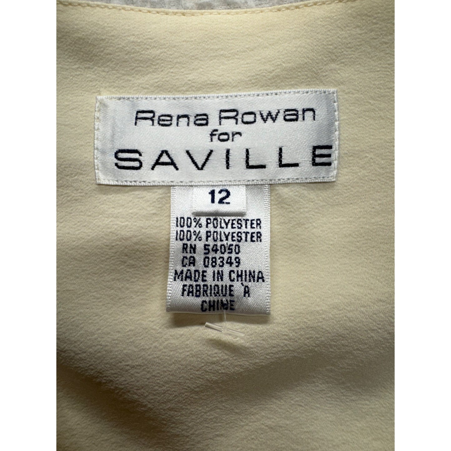 Rena Rowan For Saville Button-Up Cream Short Sleeve Blouse Size 12 #9777