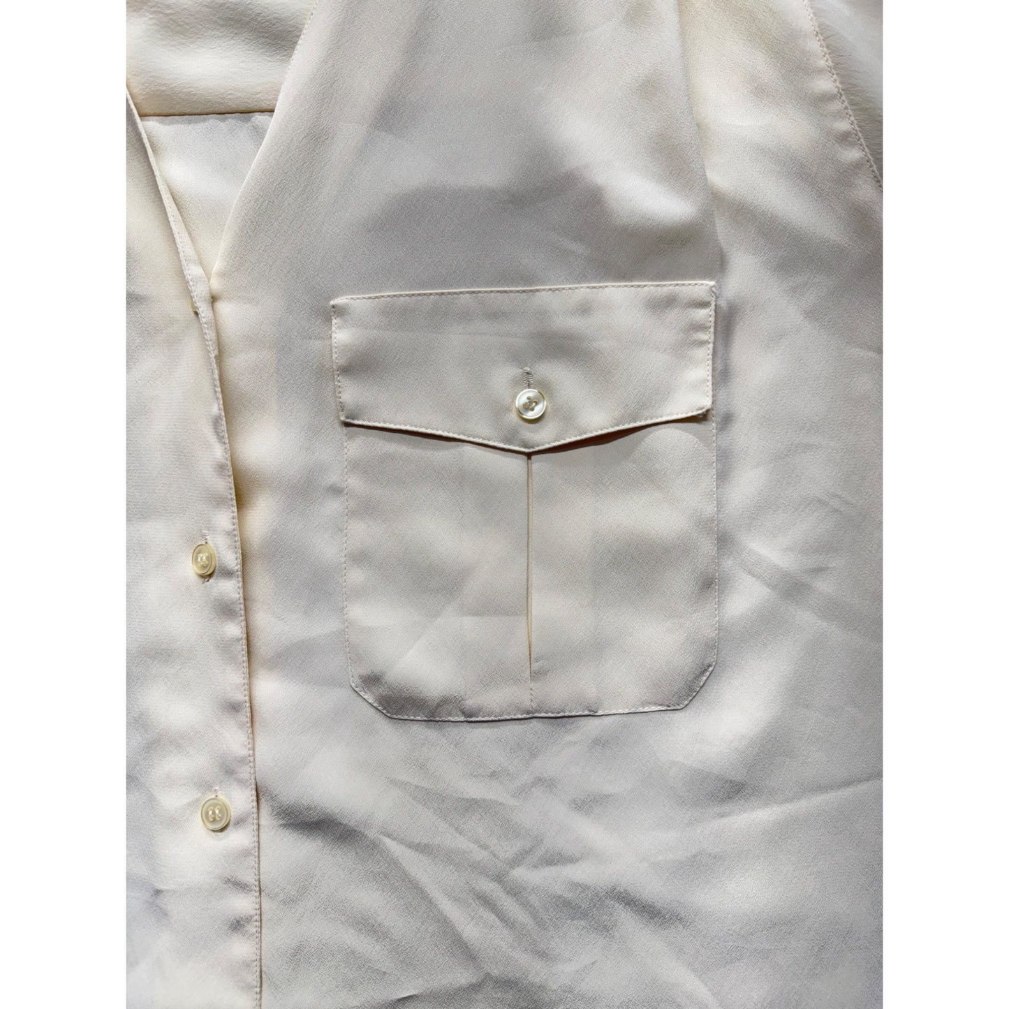 Rena Rowan For Saville Button-Up Cream Short Sleeve Blouse Size 12 #9777