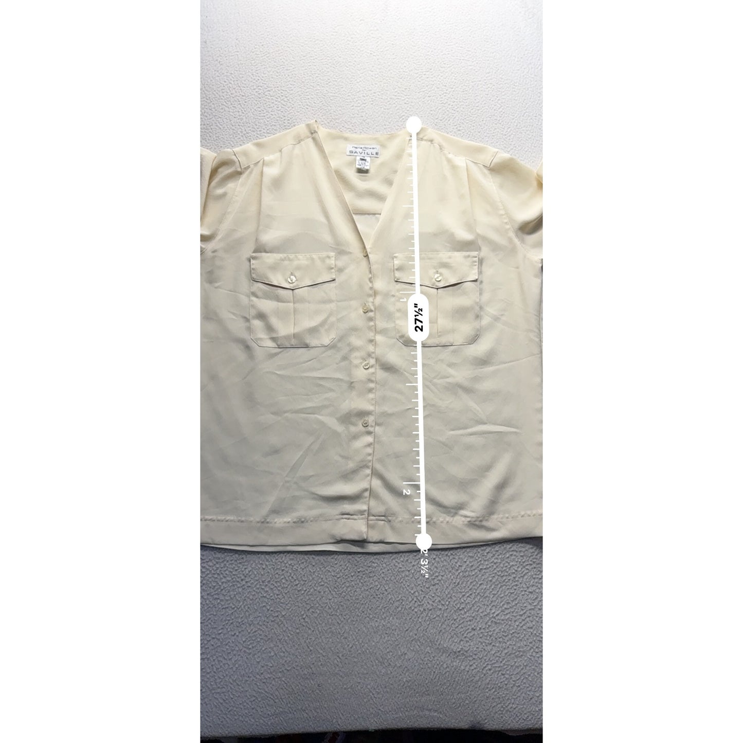 Rena Rowan For Saville Button-Up Cream Short Sleeve Blouse Size 12 #9777