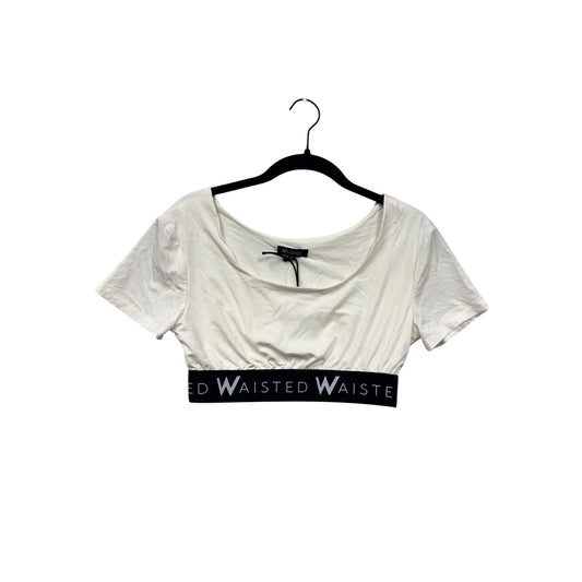Waisted Womens Small White Crop Top With Black #78A
