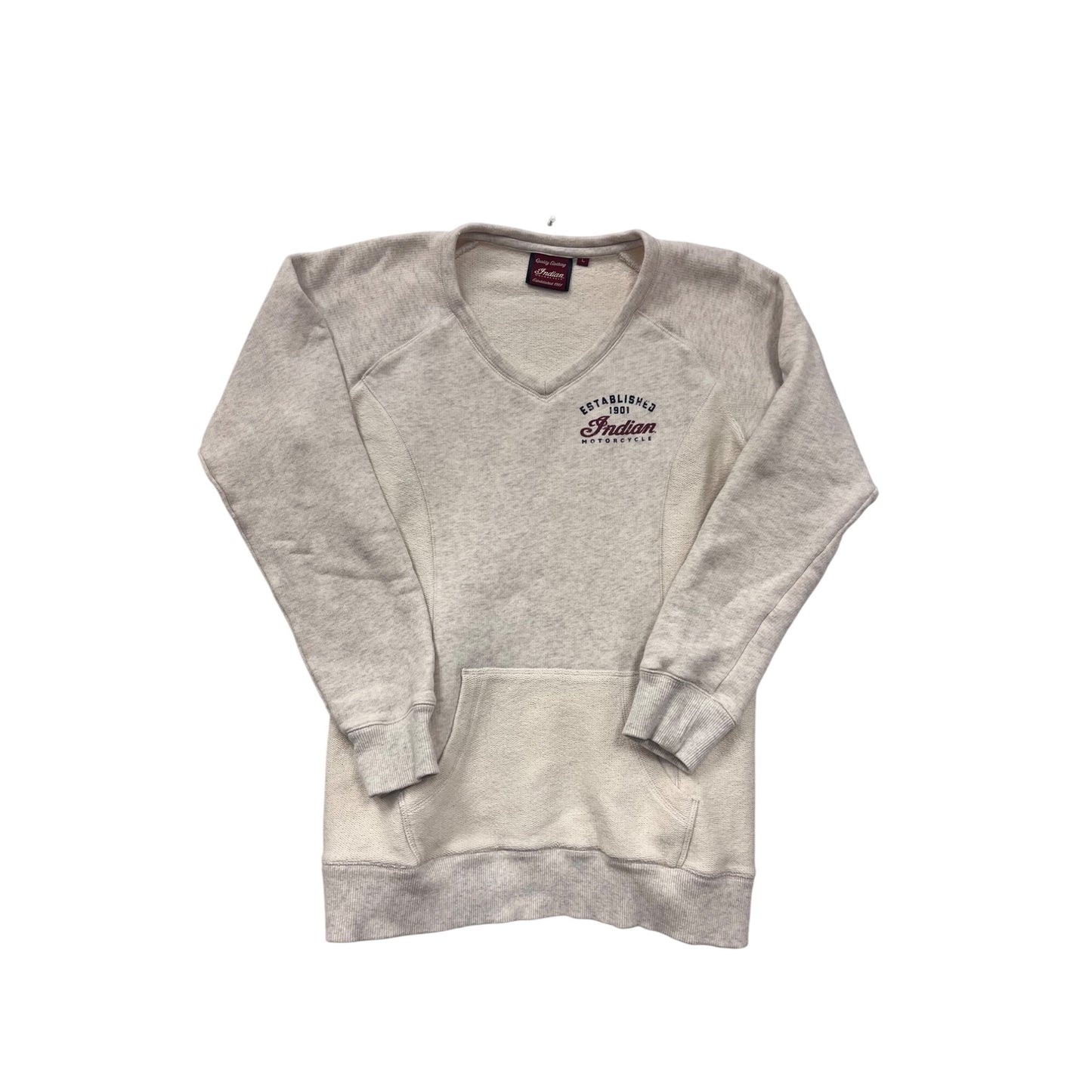 Indian Women’s Light Gray V-Neck Sweatshirt L #8725