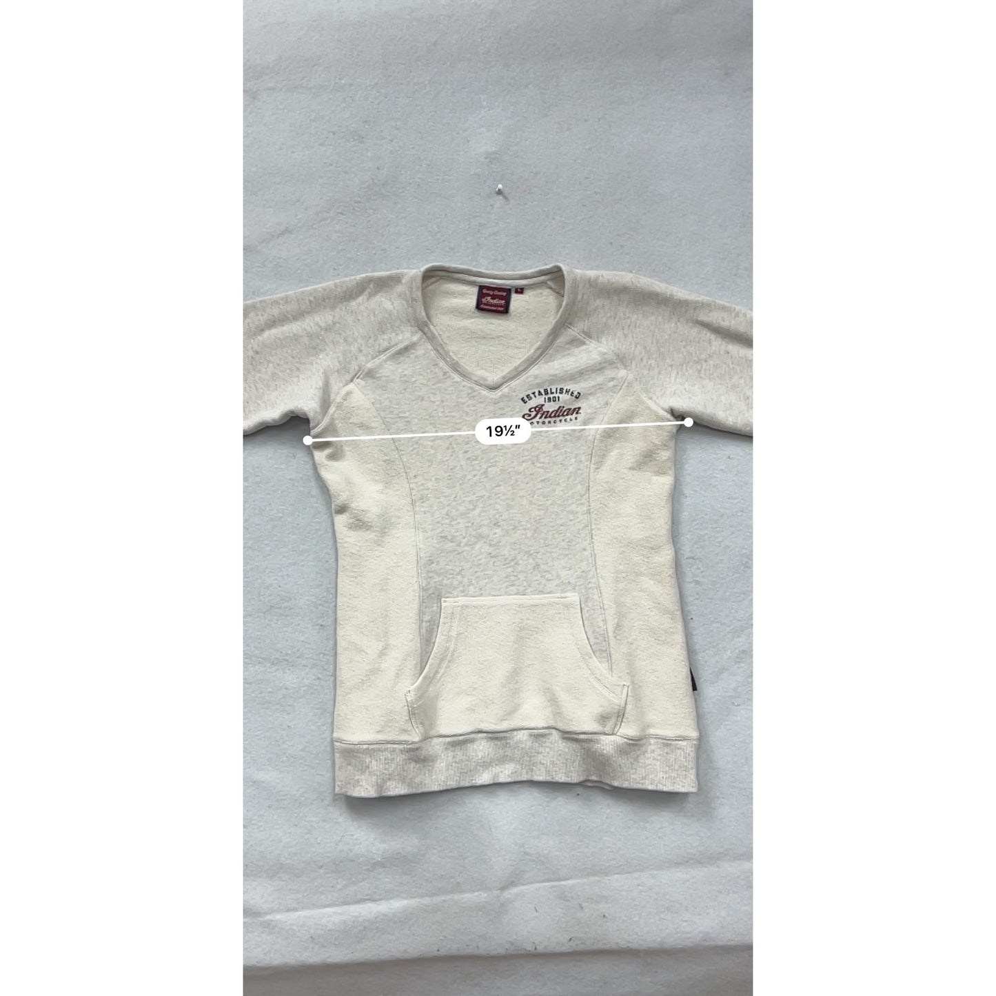 Indian Women’s Light Gray V-Neck Sweatshirt L #8725