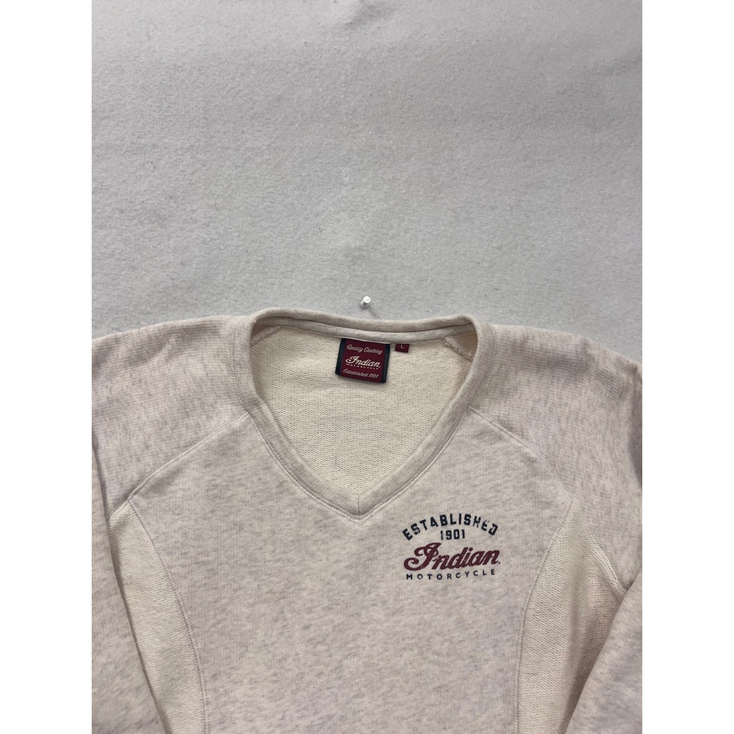 Indian Women’s Light Gray V-Neck Sweatshirt L #8725