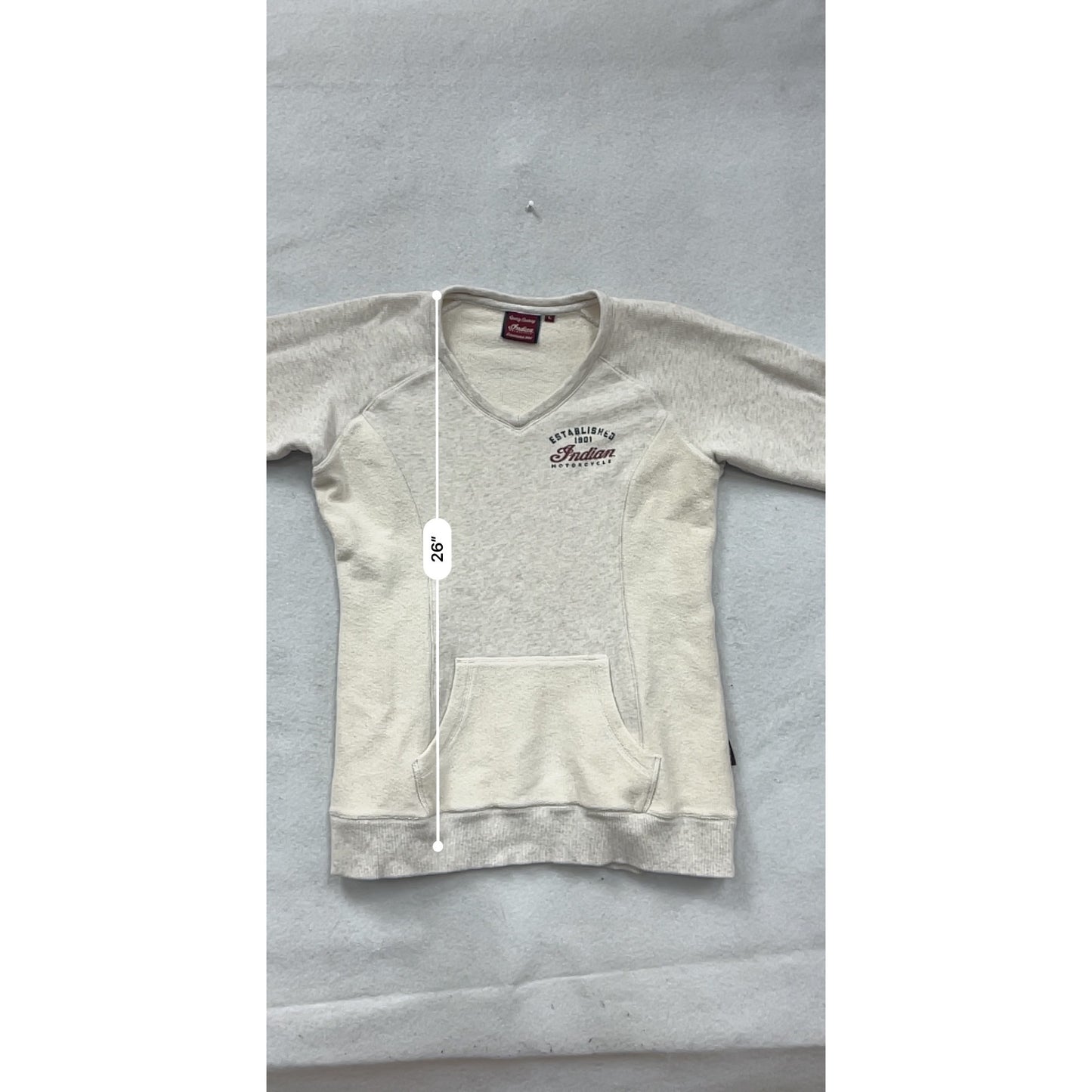 Indian Women’s Light Gray V-Neck Sweatshirt L #8725