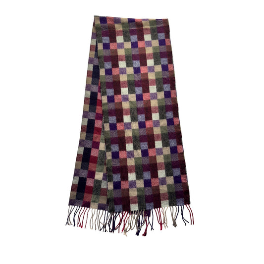 Plaid 100% Cashmere Scarf With Fringe Made In Scotland Multicolor 31" x 32" #9513