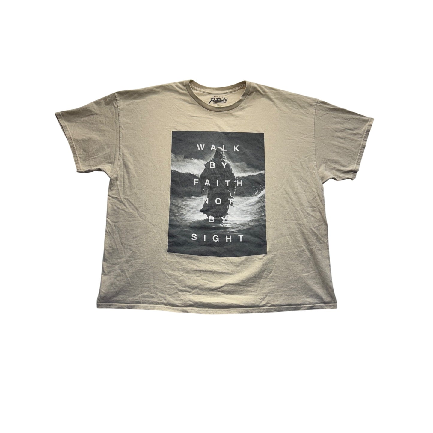 Walk By Faith Not By Sight Graphic T-Shirt 4XL Beige #9550