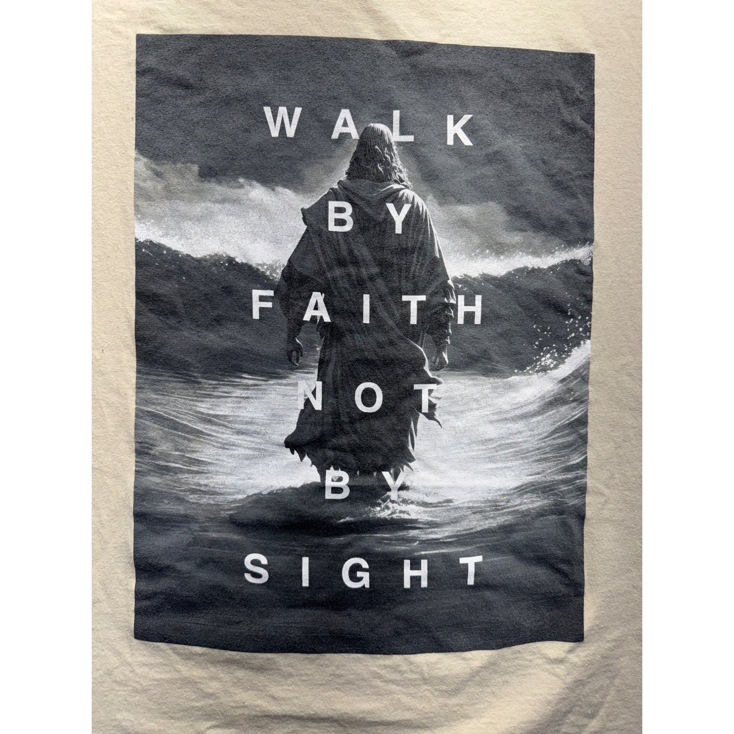 Walk By Faith Not By Sight Graphic T-Shirt 4XL Beige #9550