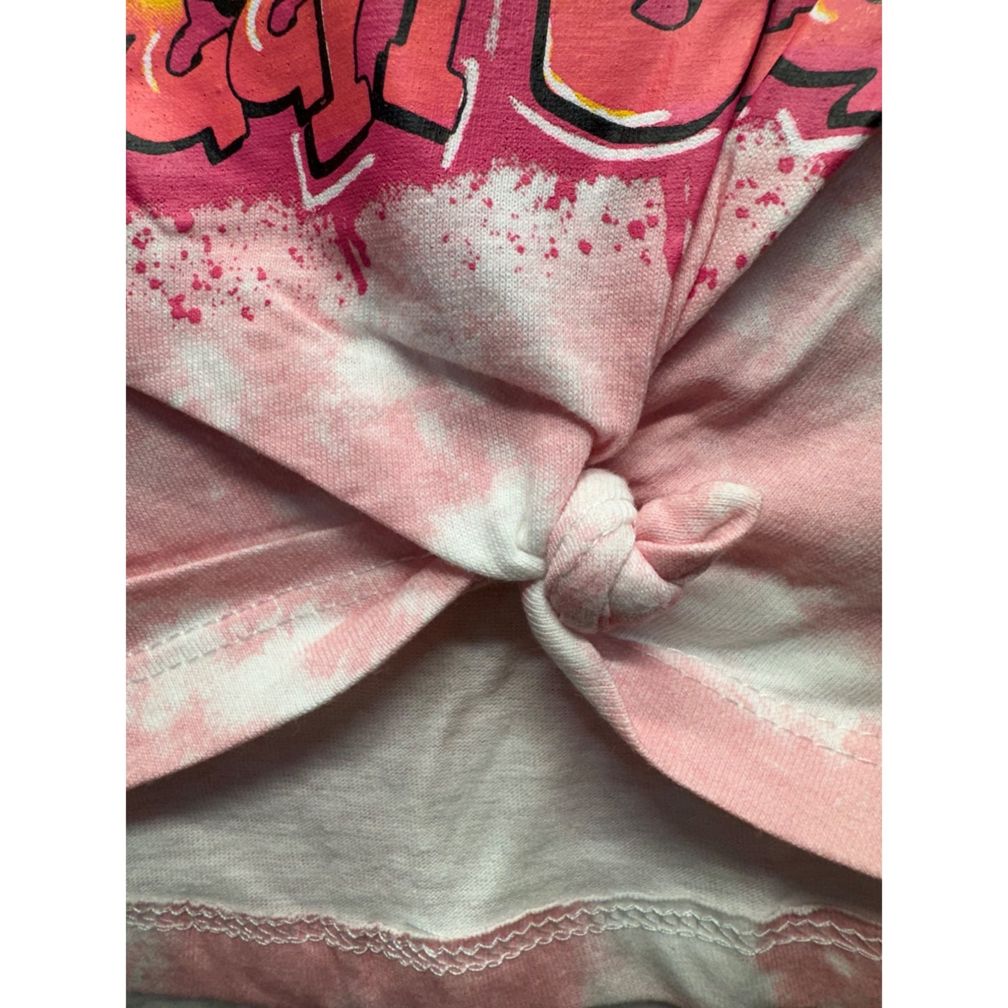 Queen Bee Pink Tie-Dye Graphic Tee With Knot Front Kids Size 5/6 #9336
