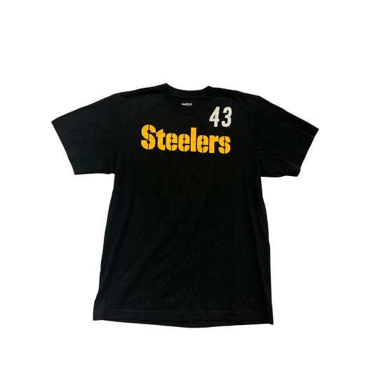 Reebok Pittsburgh Steelers Troy Polamalu 43 T-Shirt L #394A