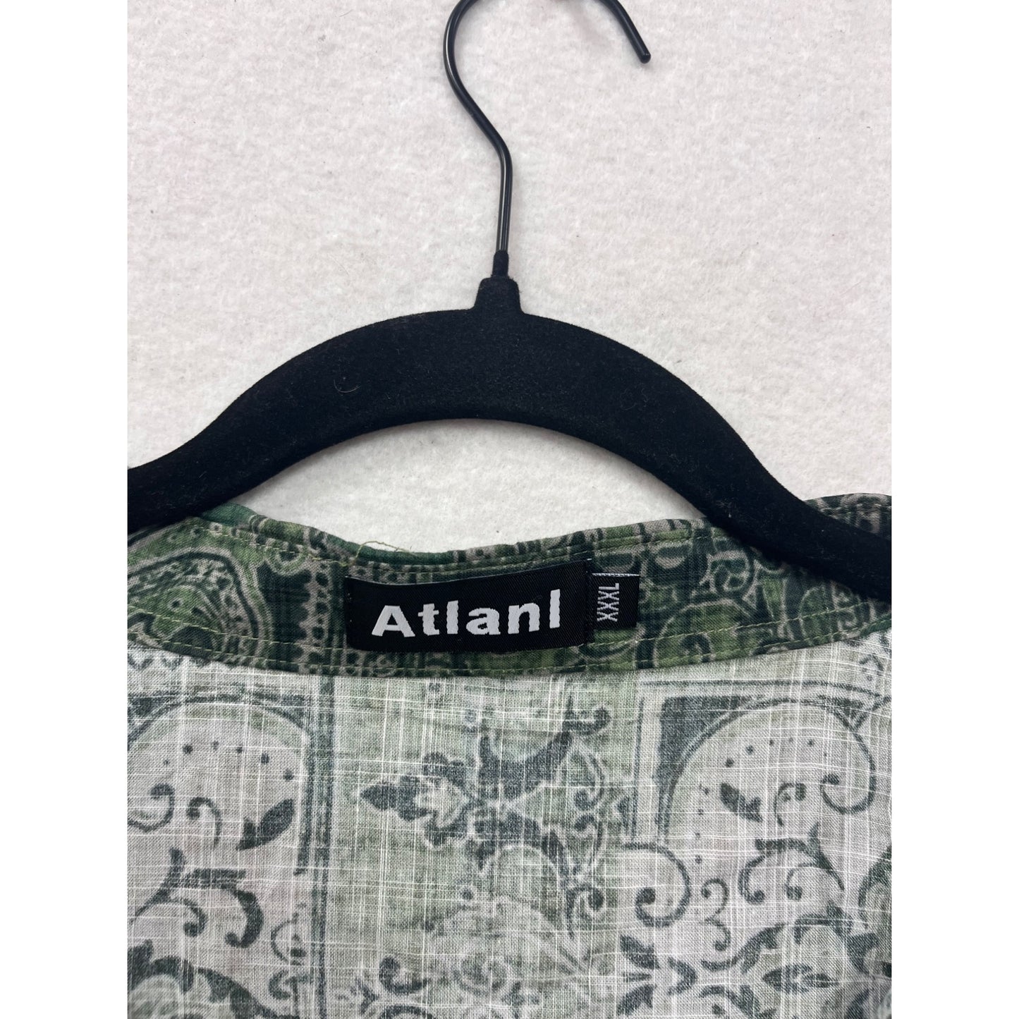 3X Atlanl Green Patterned Short Sleeve Button-Up Shirt #8719